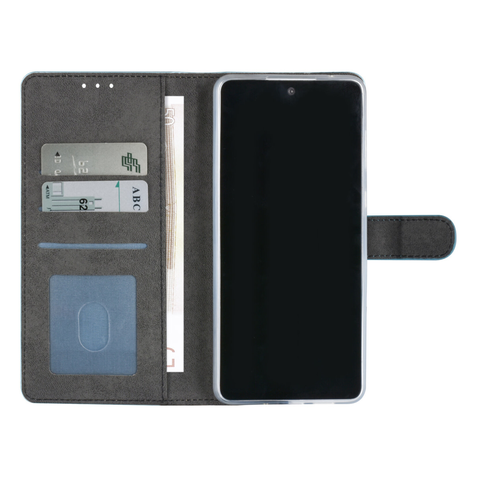 Samsung Galaxy A73 5G Book Case hoesje - Pasjeshouder voor 3 pasjes - Magneetsluiting - LichtBlauw