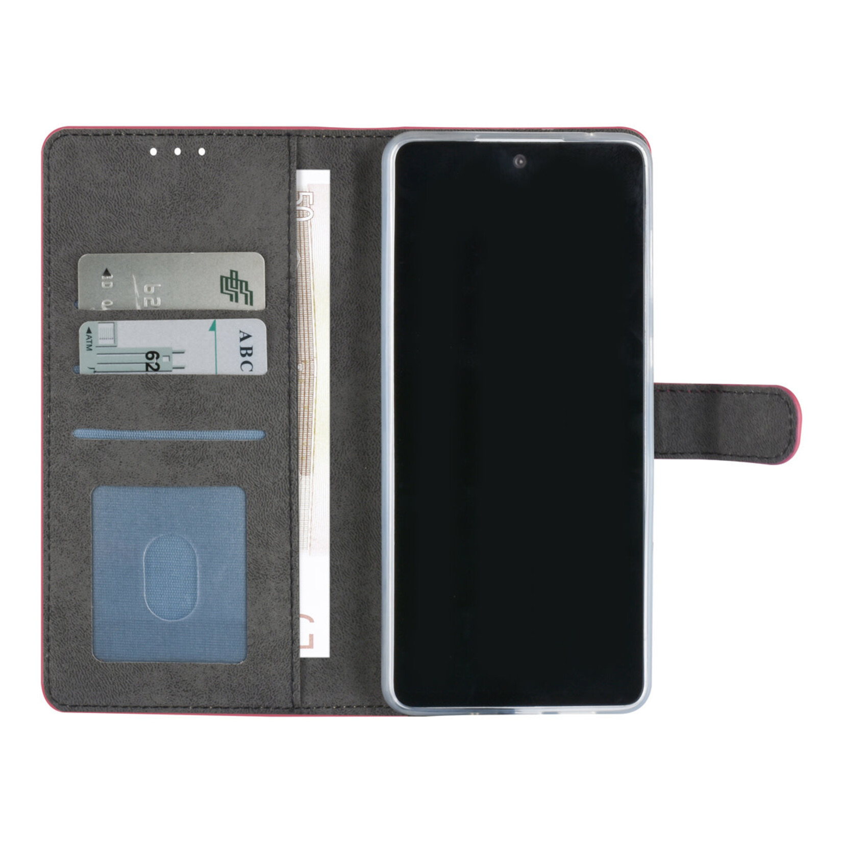 Samsung Galaxy A73 5G Book Case hoesje - Pasjeshouder voor 3 pasjes - Magneetsluiting - Felroze