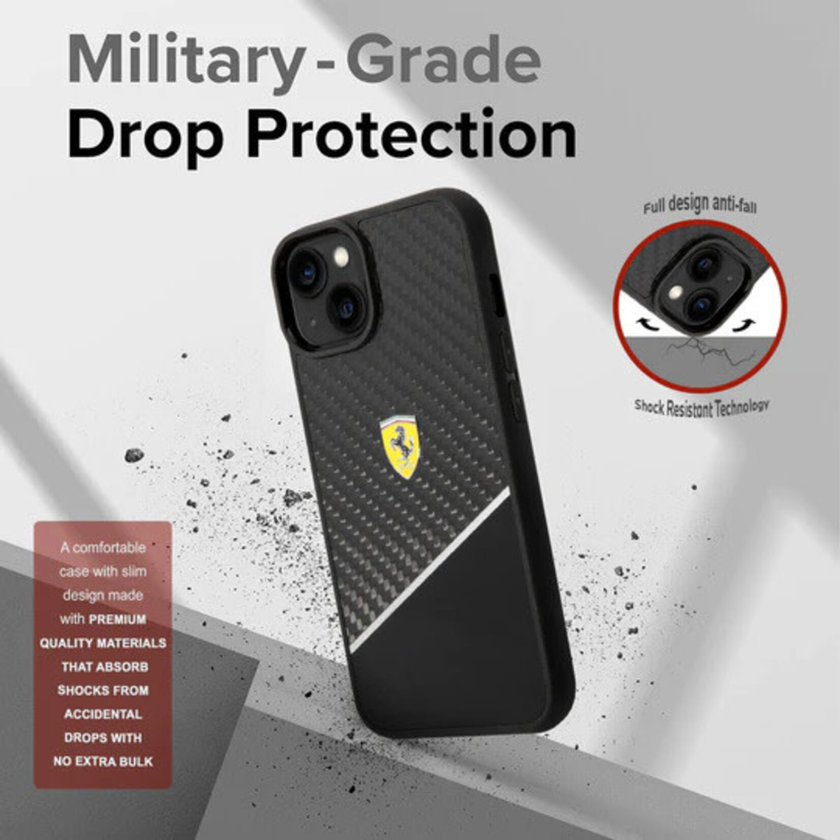 Ferrari Ferrari Apple iPhone 14 Polycarbonaat en TPU Back Cover Hoesje - Bescherm je Telefoon & Zwarte Kleur