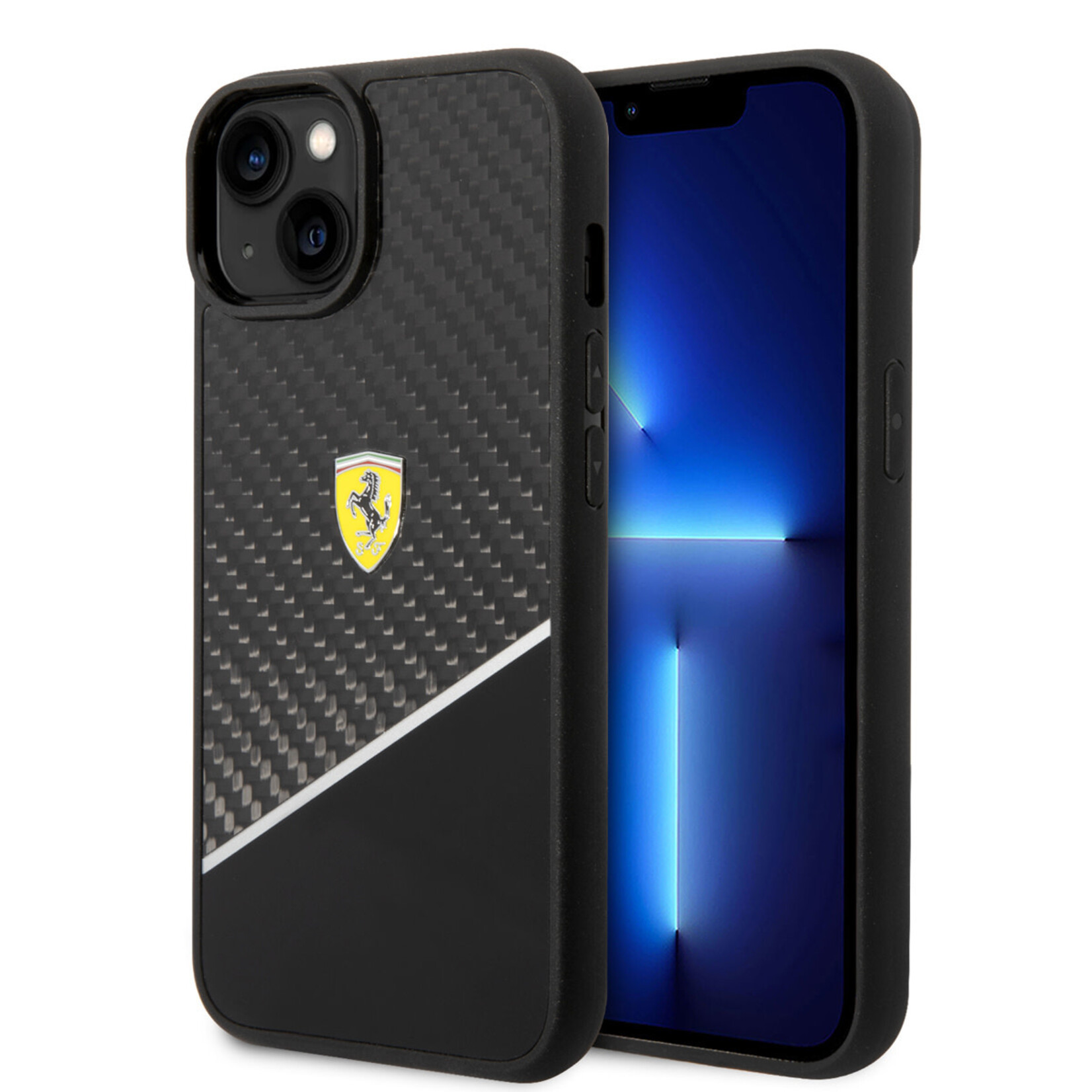 Ferrari Ferrari Apple iPhone 14 Plus Smartphonehoesje - Polycarbonaat & TPU - Beschermend & Zwart