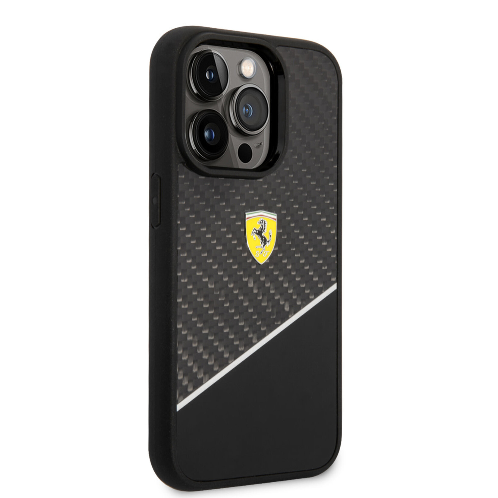 Ferrari Ferrari Apple iPhone 14 Pro Max Telefoonhoesje - Polycarbonaat & TPU - Bescherm je Telefoon & Maak een Statement in Zwart.