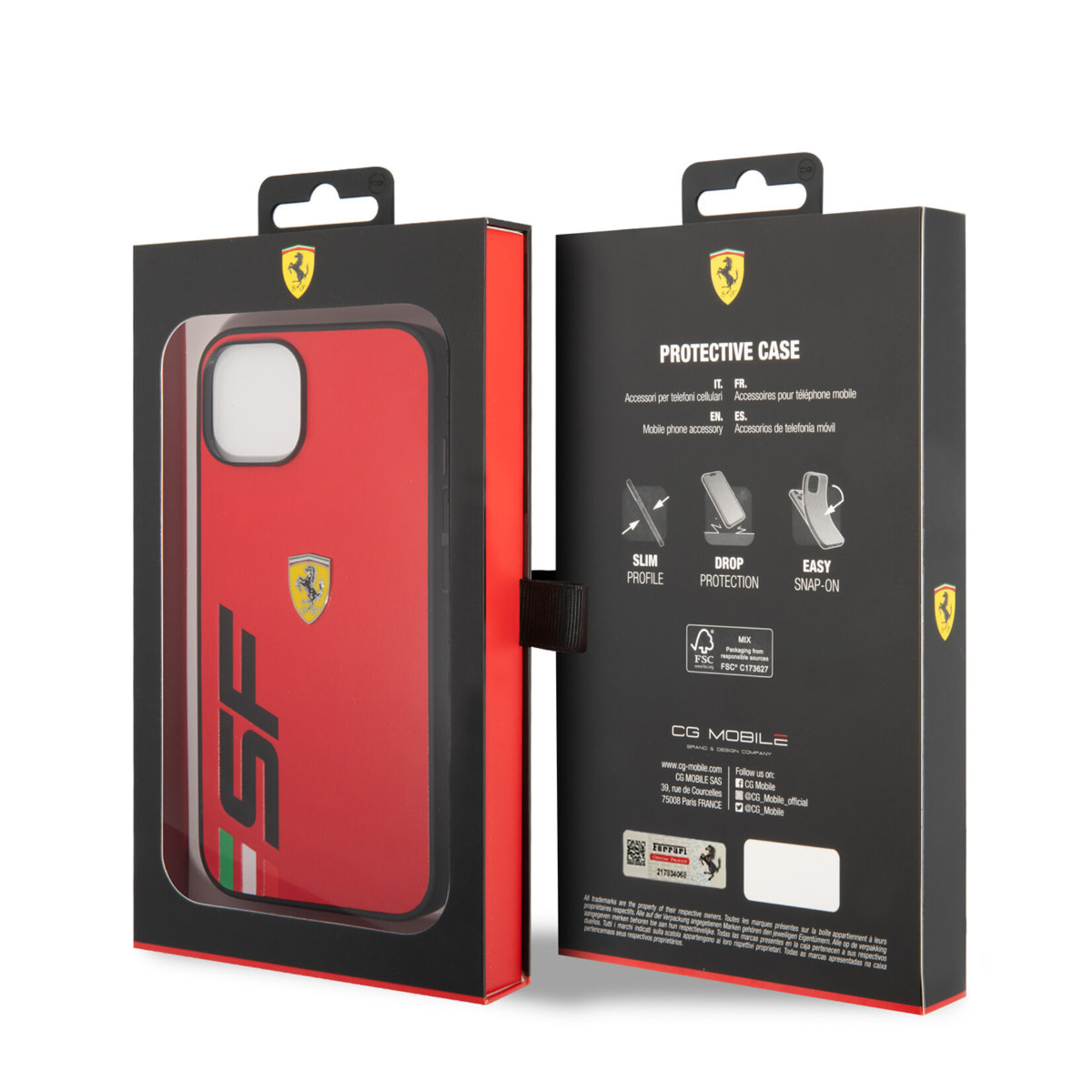 Ferrari Ferrari iPhone 14 Back Cover Hoesje - Pu Leer, Kleur: Rood - Bescherm uw Telefoon