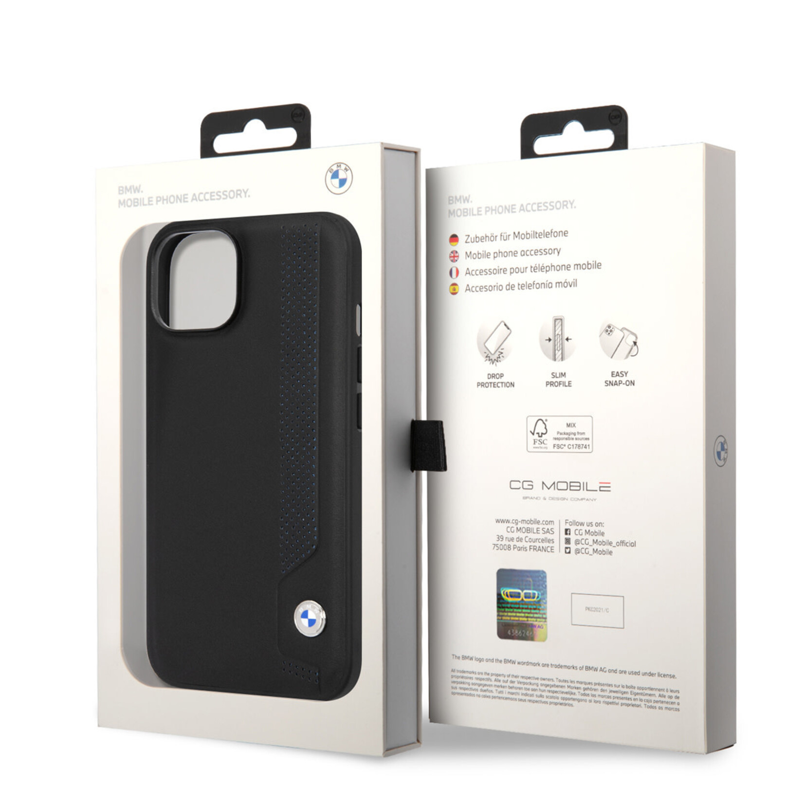 BMW BMW Pu Leer Back Cover Telefoonhoesje voor Apple iPhone 14 - Bescherm je Telefoon, Zwarte Kleur.