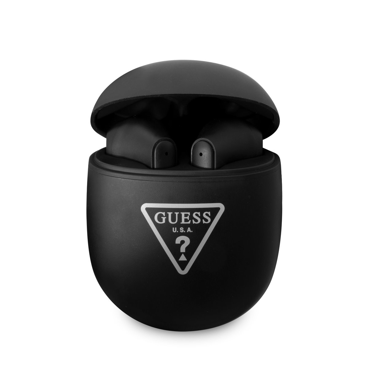 Guess Bluetooth Earbuds TWS Triangle Logo Zwart XLMobiel.nl
