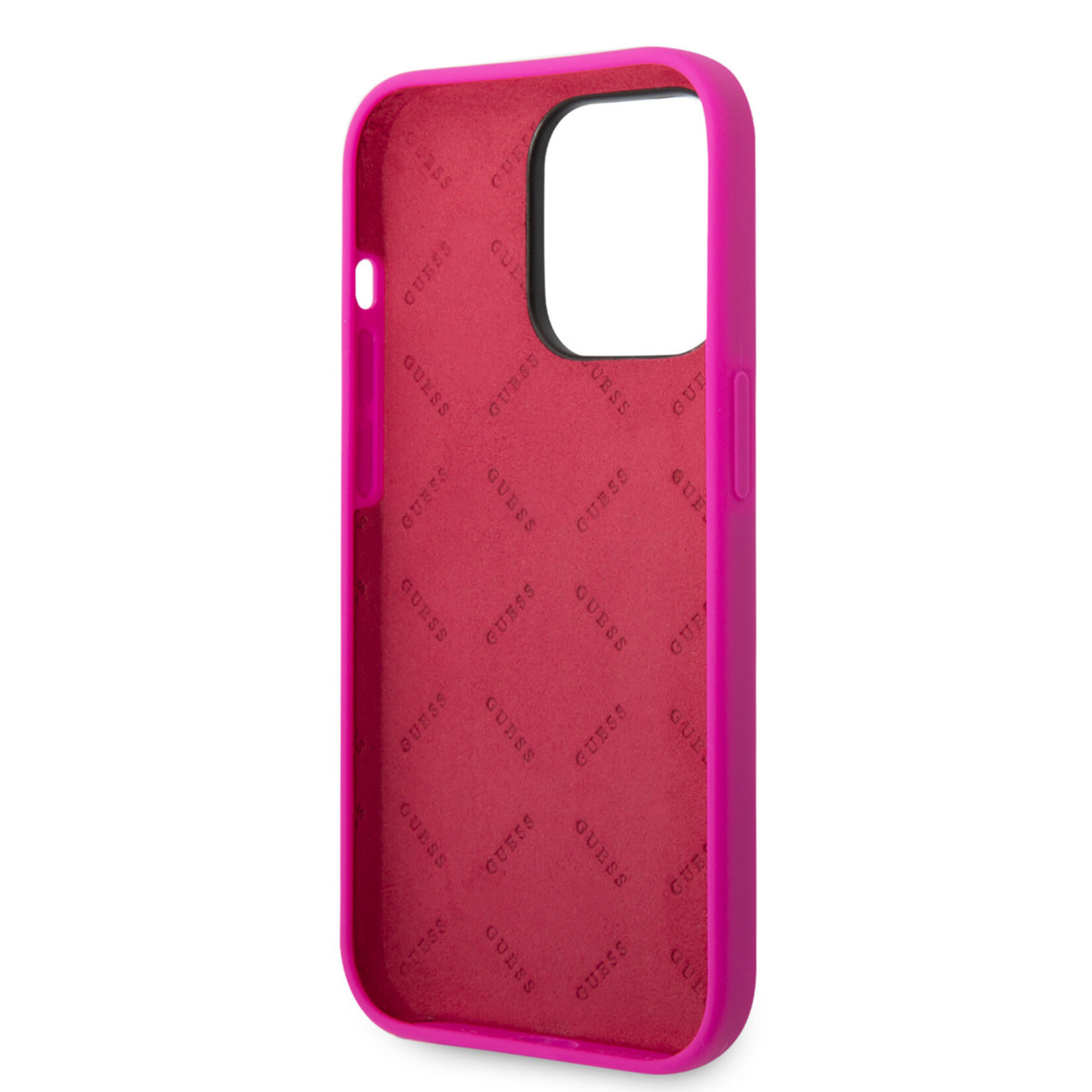 Guess Guess iPhone 14 Pro Silicone Backcover - Metal logo - Fuchsia