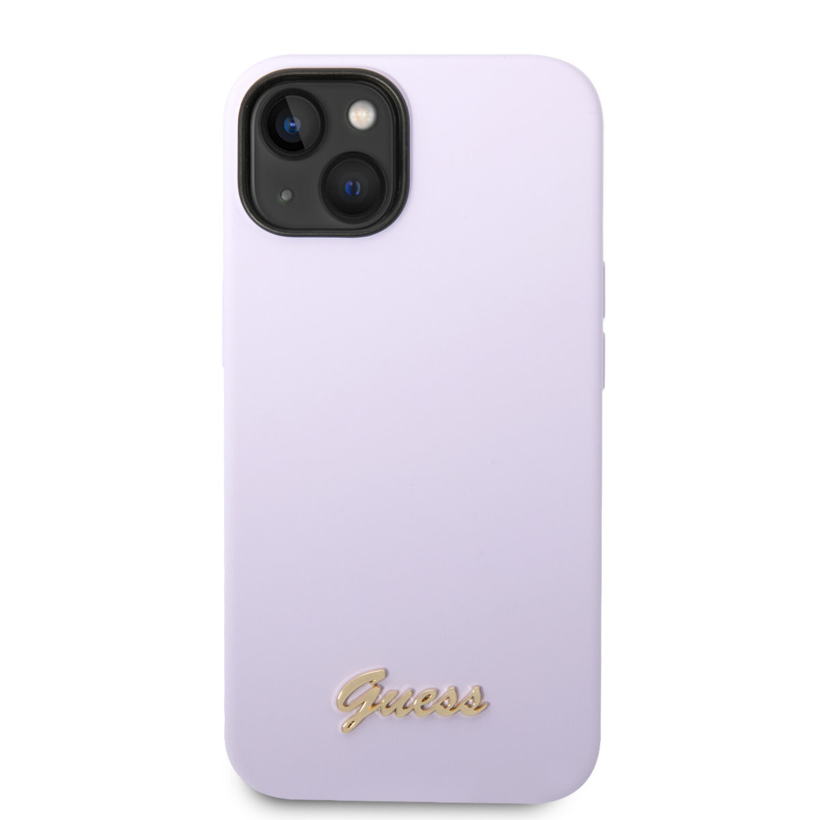 Guess Guess iPhone 14 Plus Silicone Backcover - Metal logo - Paars