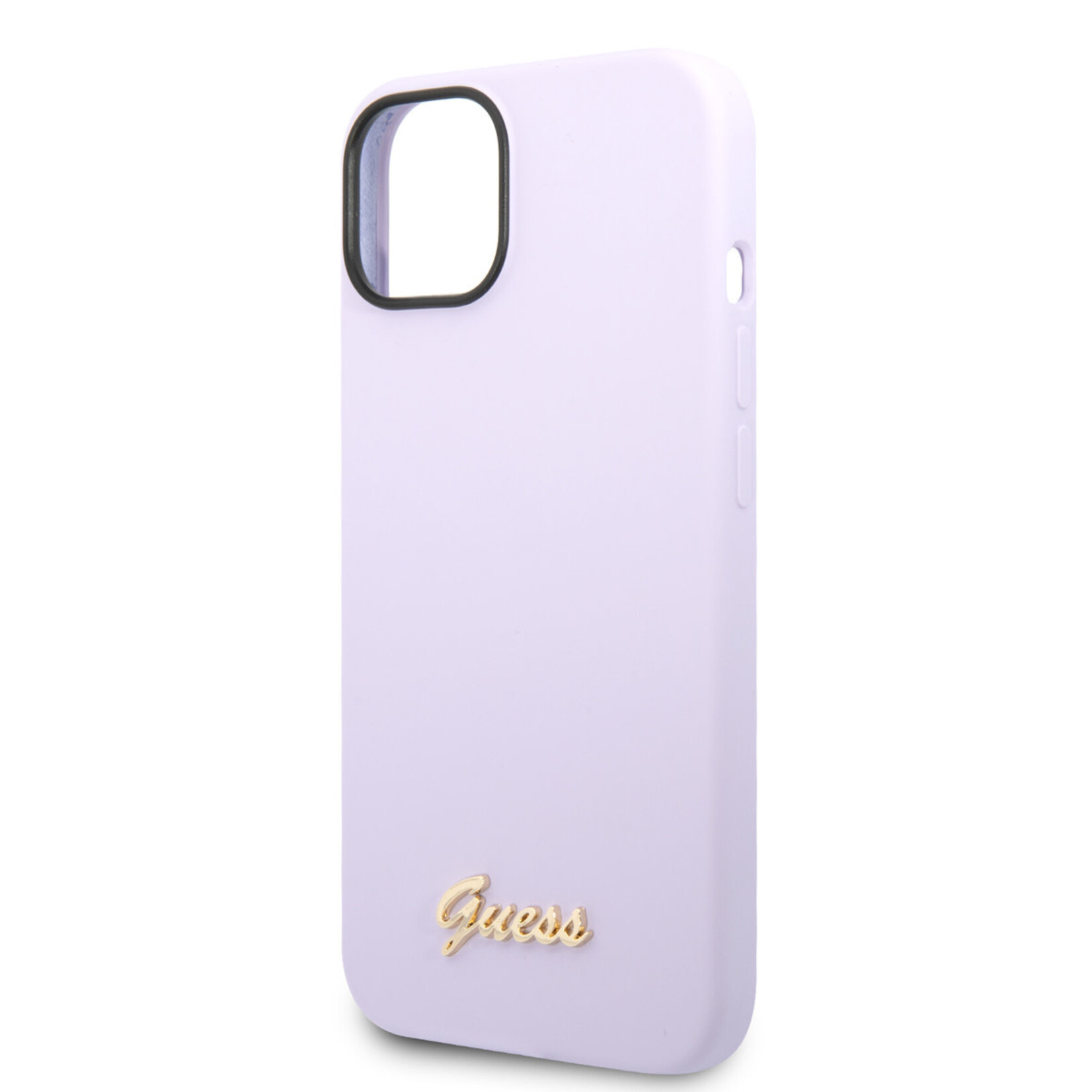 Guess Guess iPhone 14 Plus Silicone Backcover - Metal logo - Paars