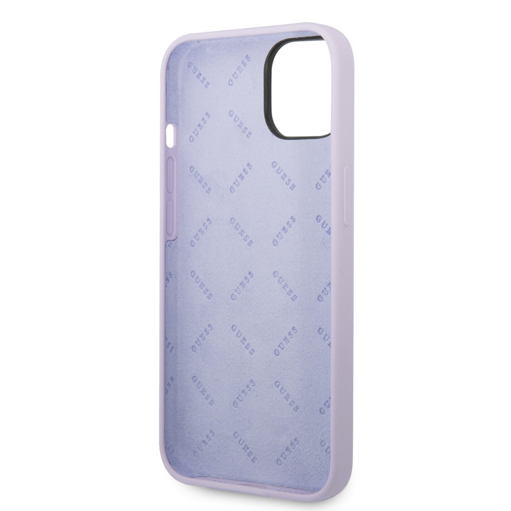 Guess Guess iPhone 14 Plus Silicone Backcover - Metal logo - Paars