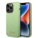 Guess Guess iPhone 14 Pro Max Silicone Backcover - Metal logo - Groen