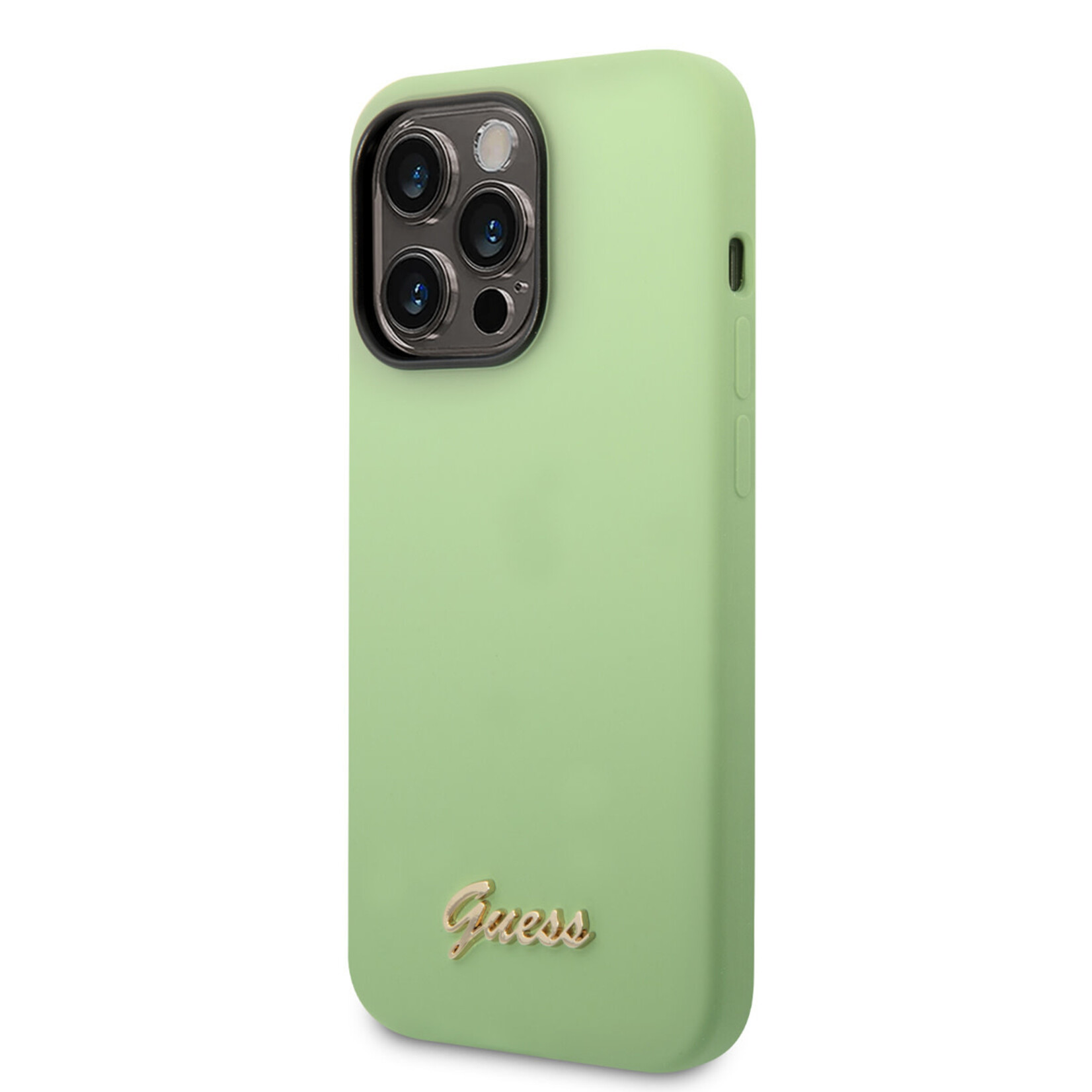 Guess Guess iPhone 14 Pro Max Silicone Backcover - Metal logo - Groen