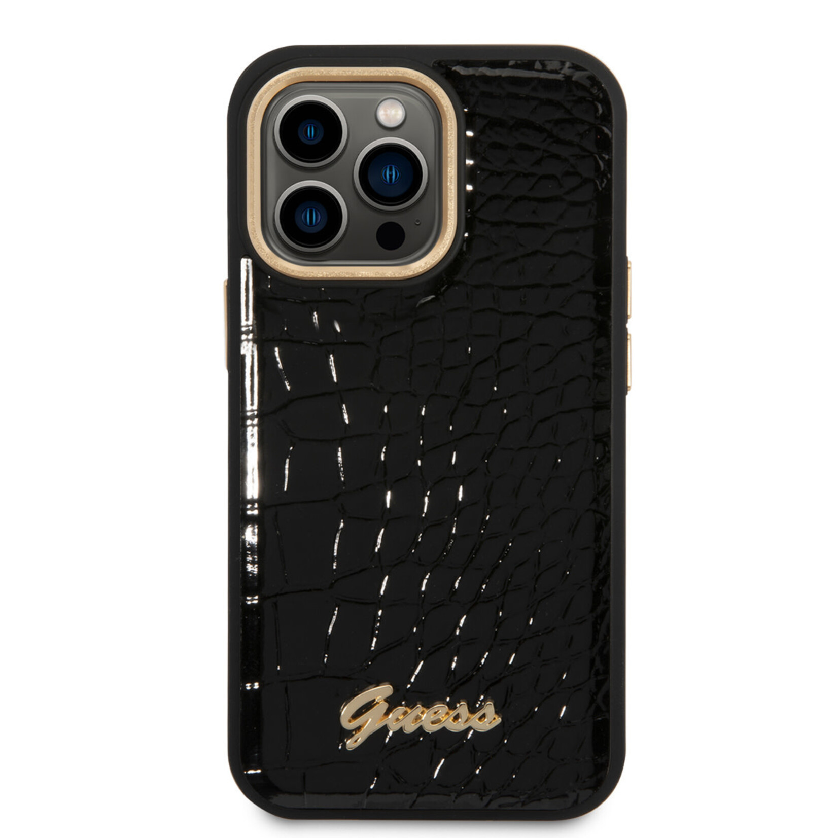 Guess Guess Apple iPhone 14 Pro Smartphonehoesje - Zwart Pu Leer Back Cover - Bescherming Telefoon