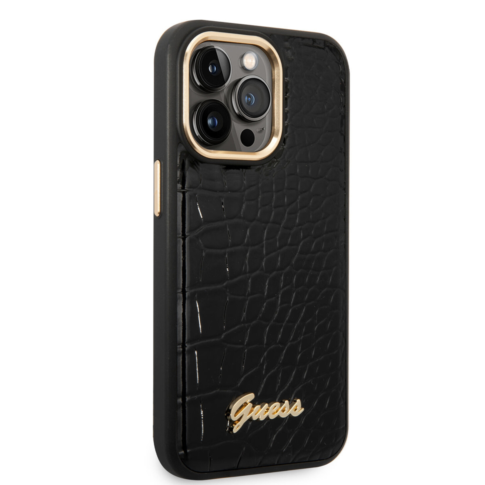 Guess Guess Apple iPhone 14 Pro Smartphonehoesje - Zwart Pu Leer Back Cover - Bescherming Telefoon