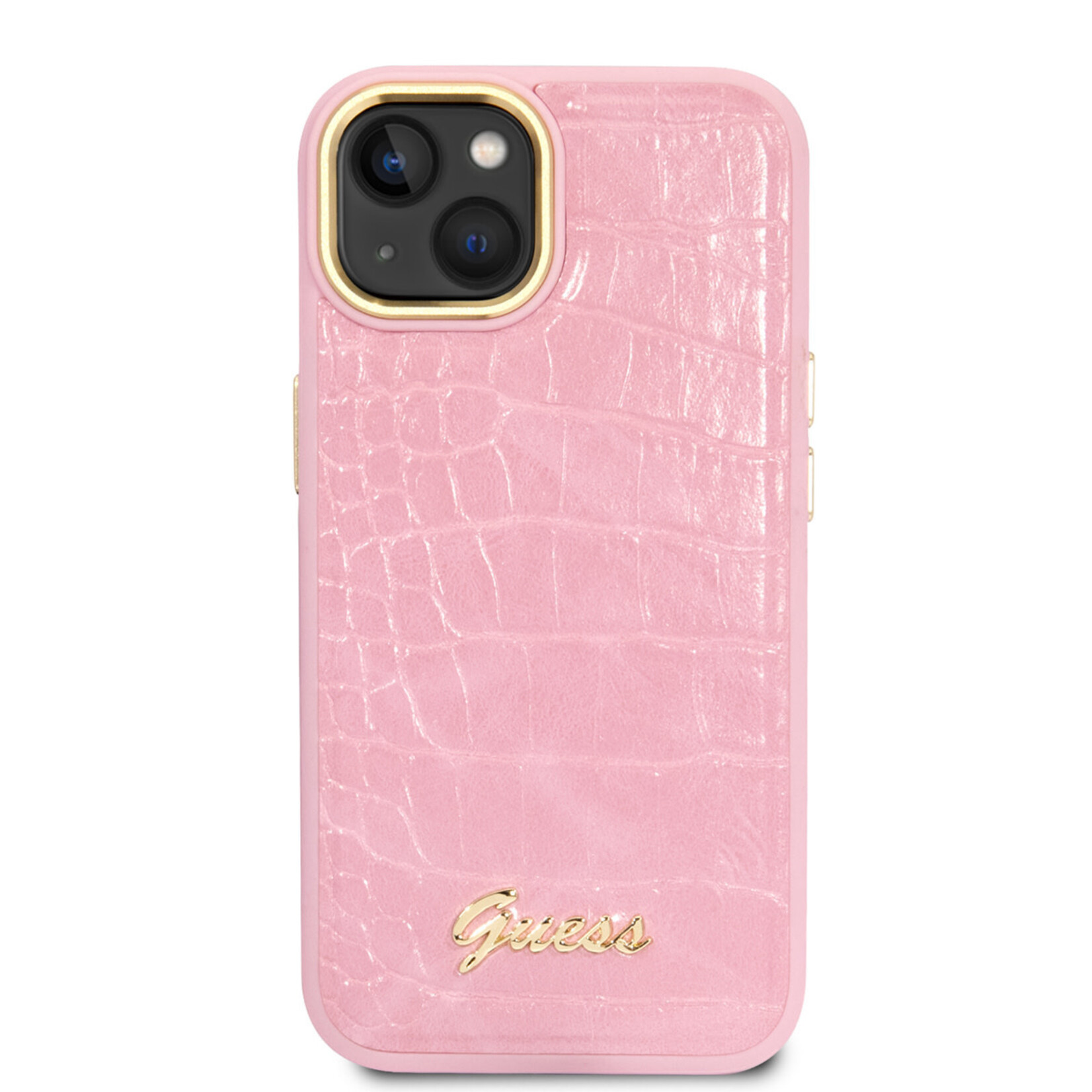 Guess Guess iPhone 14 Back Cover Hoesje - Roze PU Leer Beschermingshoesje voor Apple iPhone 14