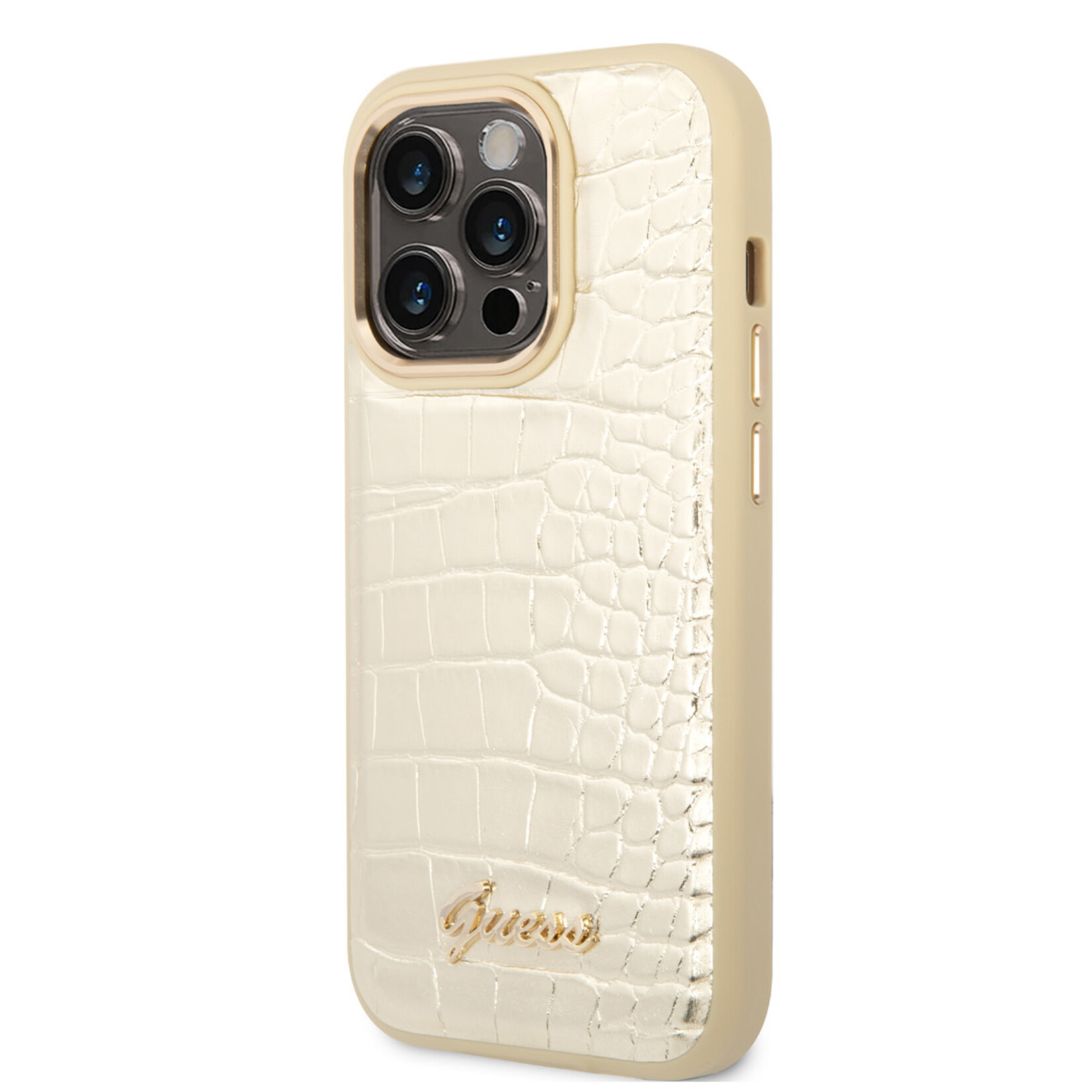 Guess Guess Apple iPhone 14 Pro Goud PU-Leer Telefoonhoesje | Bescherming & Back Cover