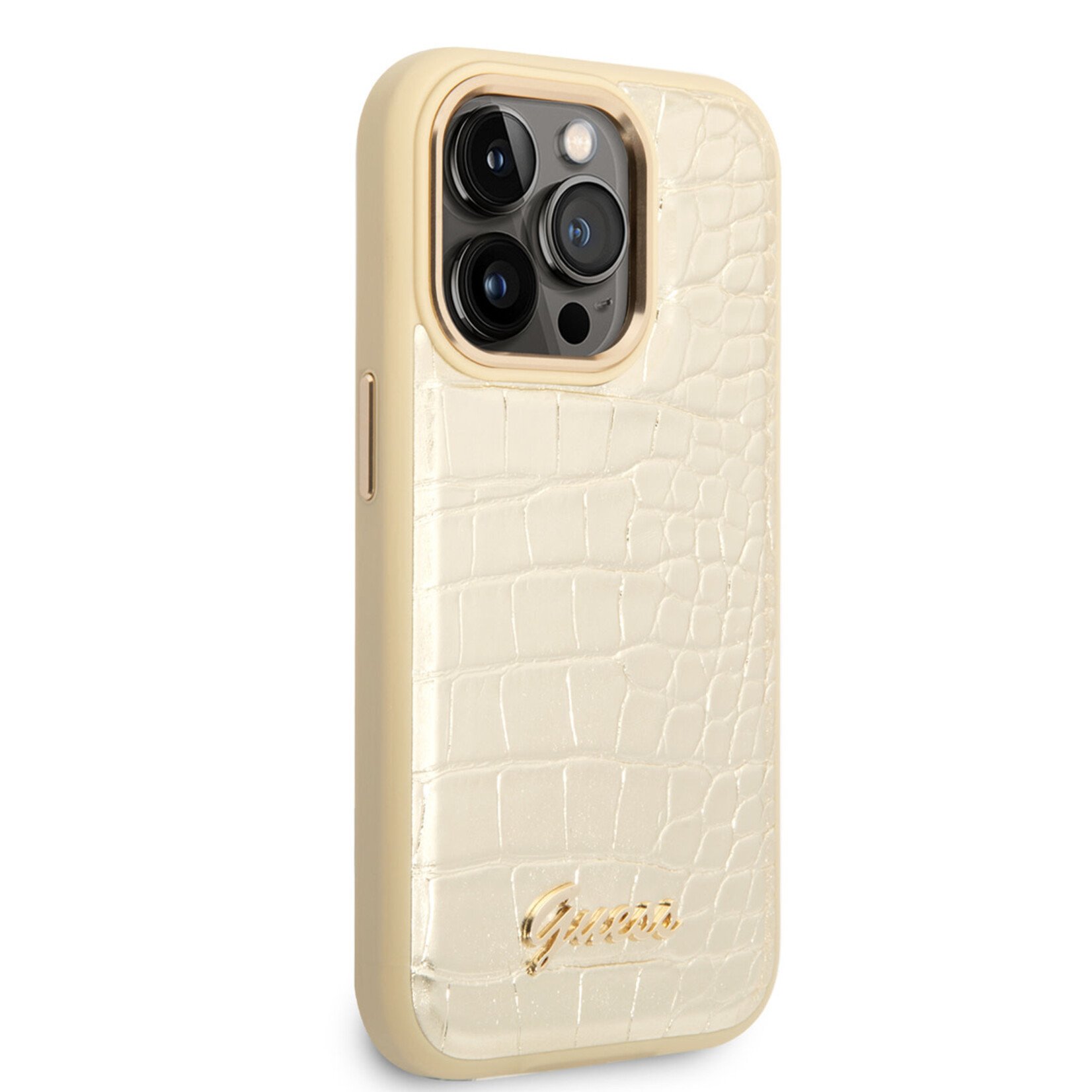 Guess Guess Apple iPhone 14 Pro Goud PU-Leer Telefoonhoesje | Bescherming & Back Cover