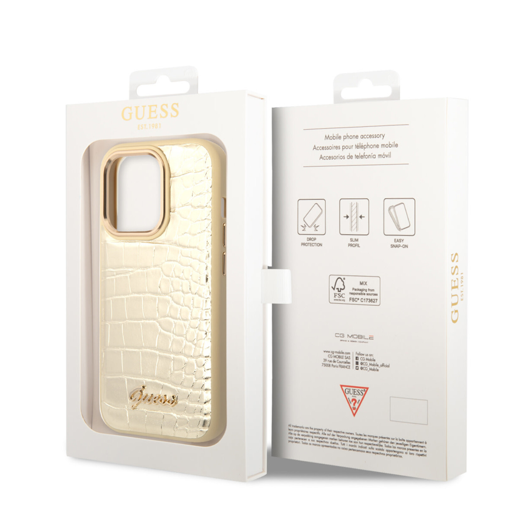 Guess GUESS Goud Pu Leer Telefoonhoesje voor Apple iPhone 14 Pro Max - Bescherm uw Telefoon & Geniet van Stijlvol Design.