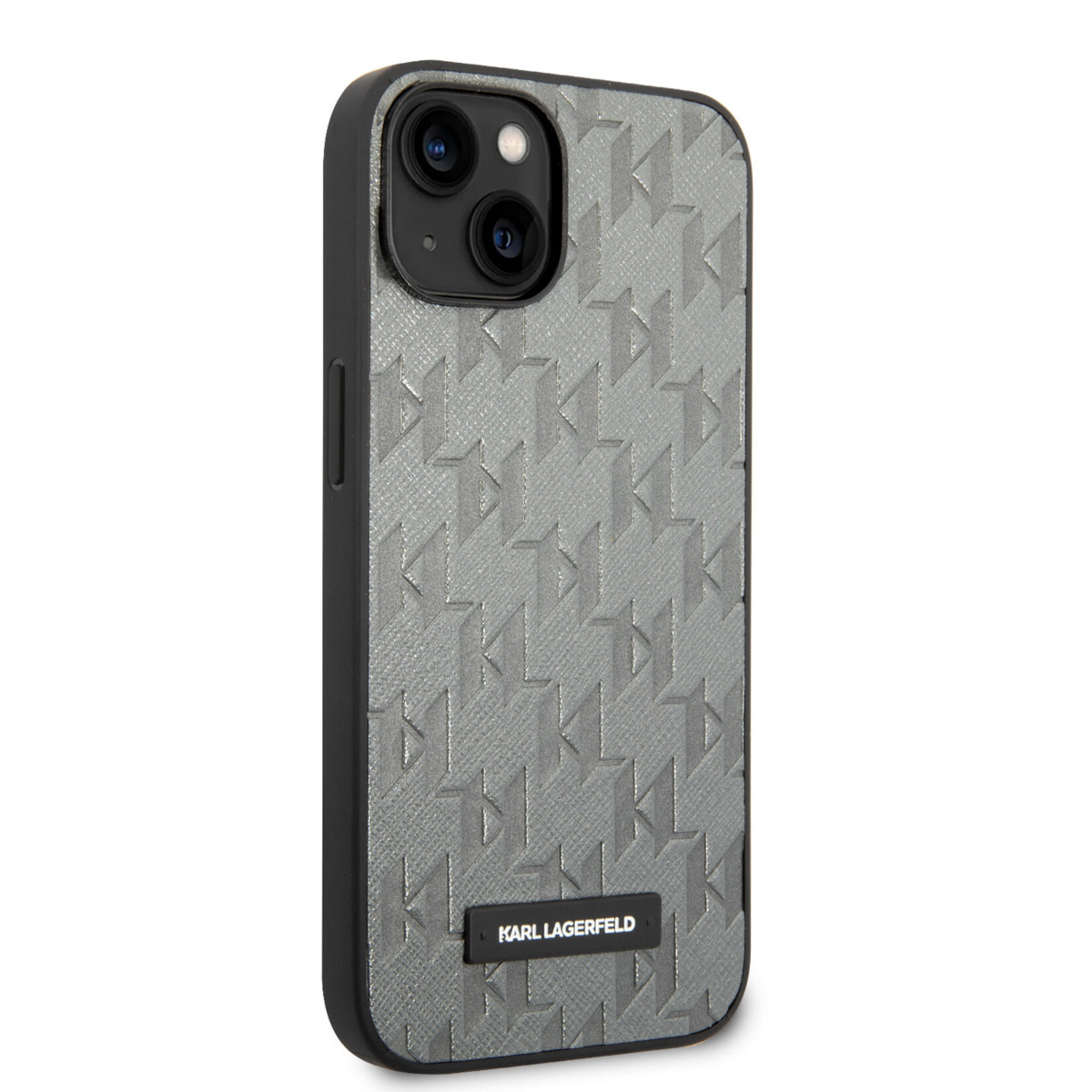 Karl Lagerfeld Karl Lagerfeld iPhone 14 Hardcase Backcover - Saffiano Leather - Metal Logo - Grijs