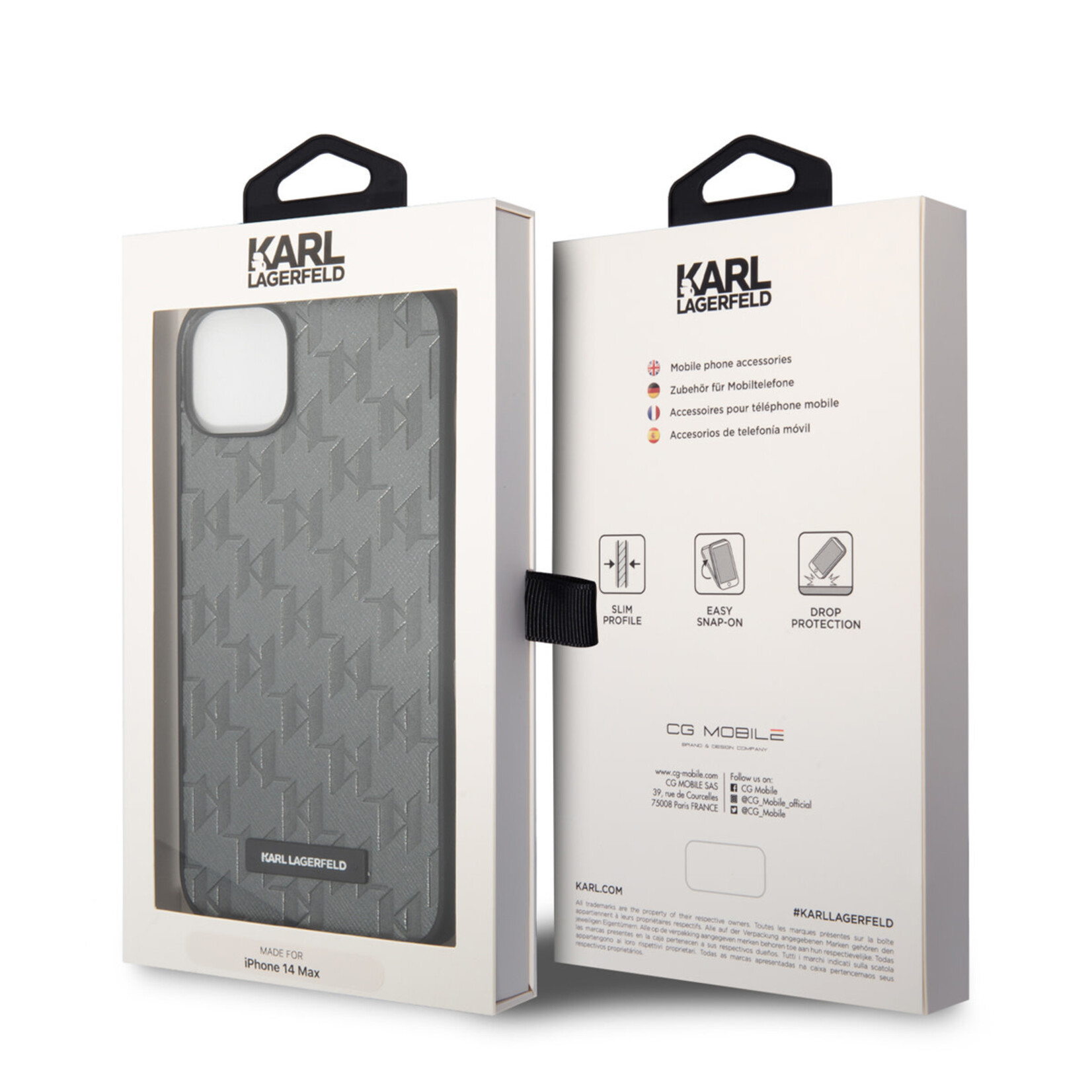 Karl Lagerfeld Karl Lagerfeld iPhone 14 Plus Saffiano Leer Back Cover - Grijs - Bescherming & Stijl.