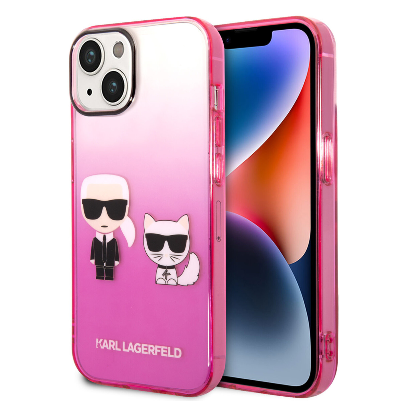 Karl Lagerfeld Karl Lagerfeld iPhone 14 Polycarbonaat;TPU Transparante Roze Back Cover Telefoonhoesje - Bescherm je Telefoon!