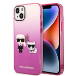 Karl Lagerfeld Karl Lagerfeld Transparant Roze Polycarbonaat/TPU Back Cover Telefoonhoesje voor Apple iPhone 14 Plus - Bescherming & Stijl