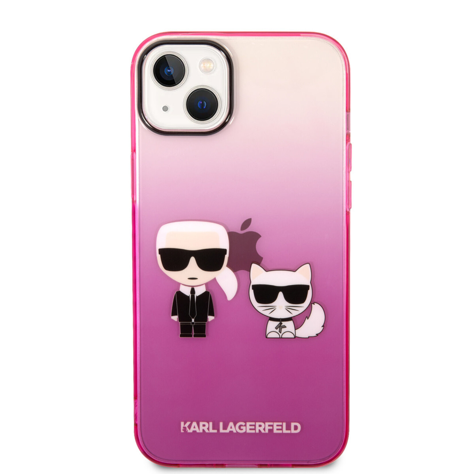 Karl Lagerfeld Karl Lagerfeld Transparant Roze Polycarbonaat/TPU Back Cover Telefoonhoesje voor Apple iPhone 14 Plus - Bescherming & Stijl