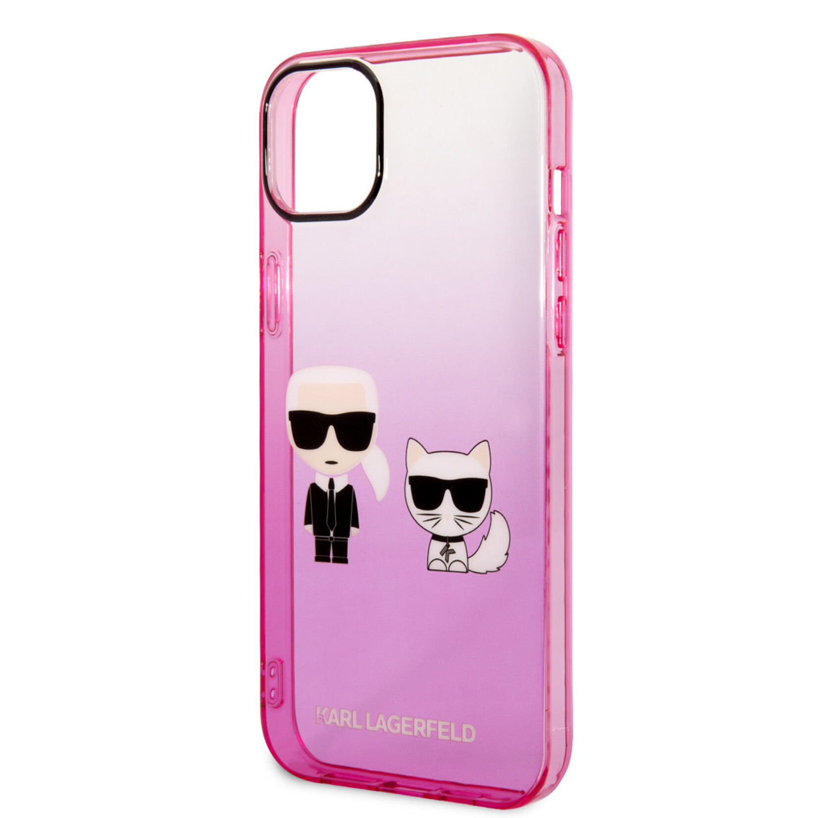 Karl Lagerfeld Karl Lagerfeld Transparant Roze Polycarbonaat/TPU Back Cover Telefoonhoesje voor Apple iPhone 14 Plus - Bescherming & Stijl