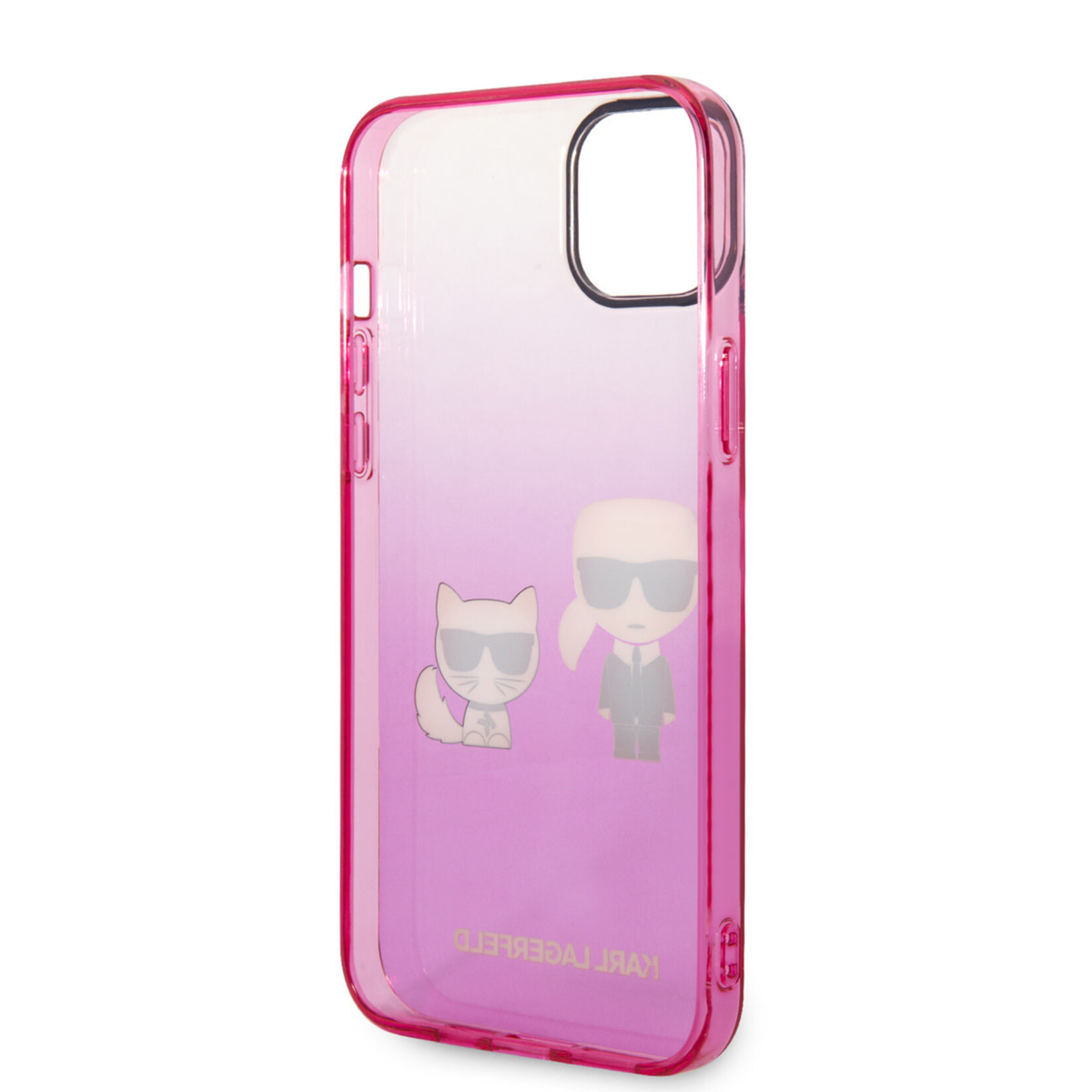 Karl Lagerfeld Karl Lagerfeld Transparant Roze Polycarbonaat/TPU Back Cover Telefoonhoesje voor Apple iPhone 14 Plus - Bescherming & Stijl