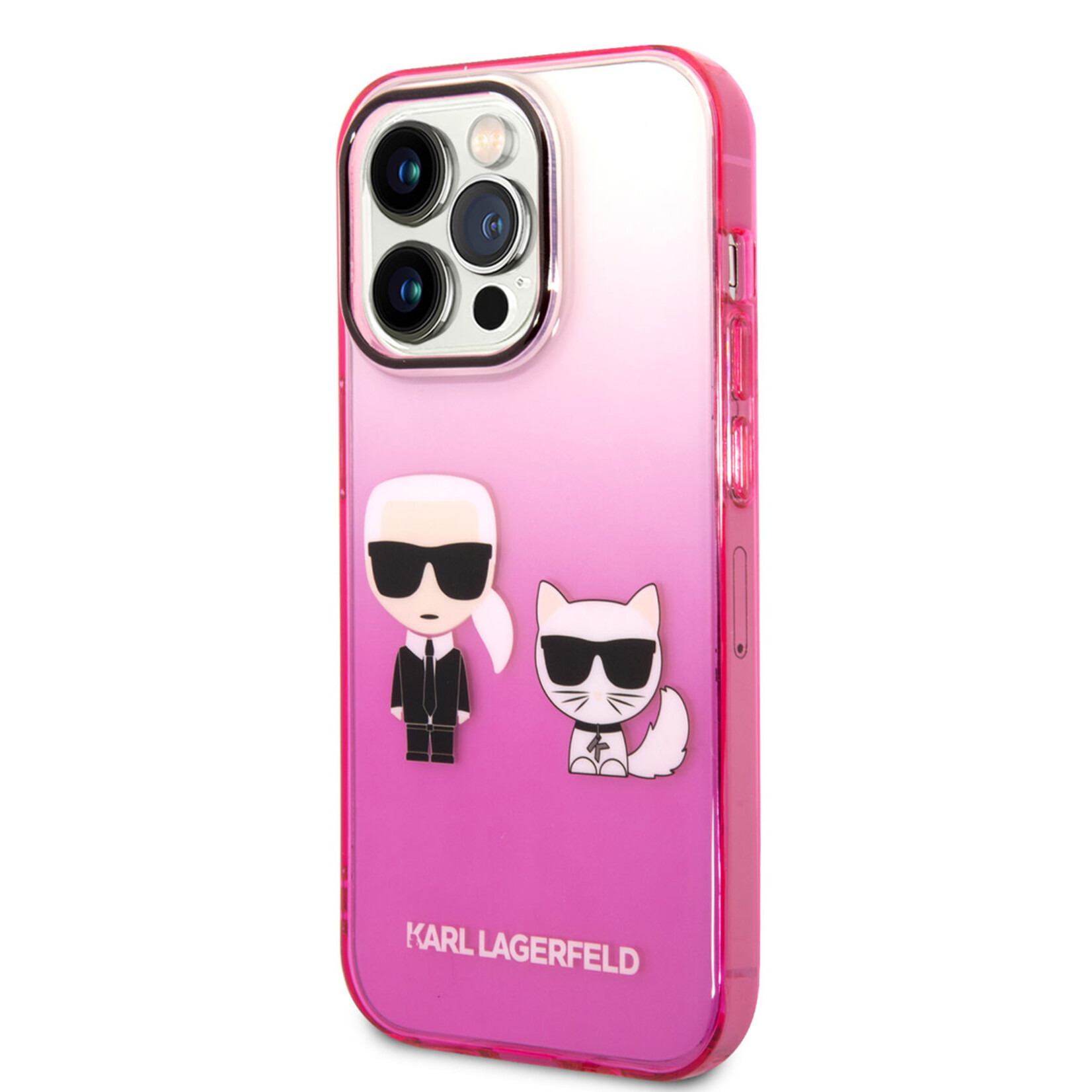 Karl Lagerfeld Karl Lagerfeld Apple iPhone 14 Pro Transparante Roze Polycarbonaat & TPU Back Cover - Bescherm je Telefoon!