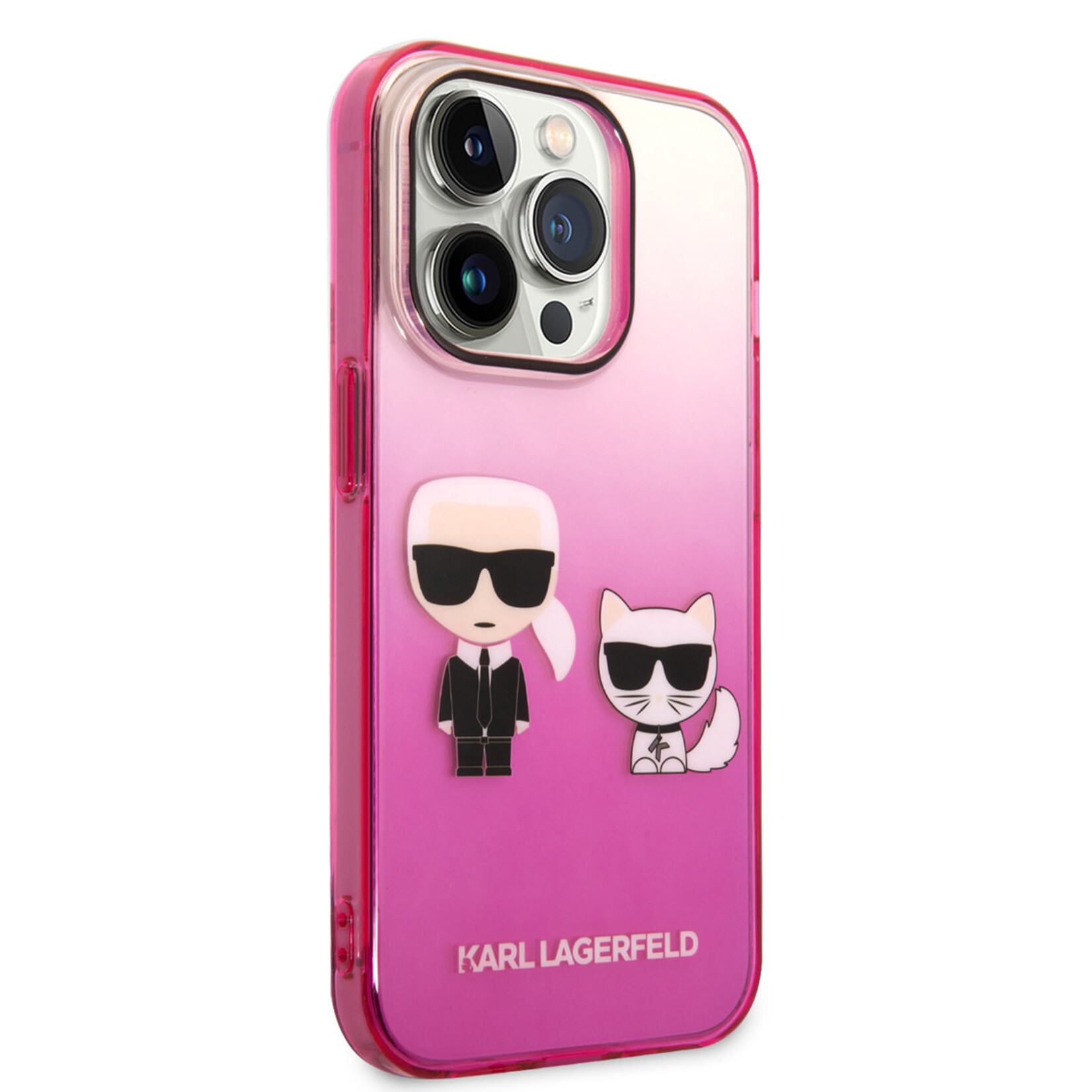 Karl Lagerfeld Karl Lagerfeld Apple iPhone 14 Pro Transparante Roze Polycarbonaat & TPU Back Cover - Bescherm je Telefoon!