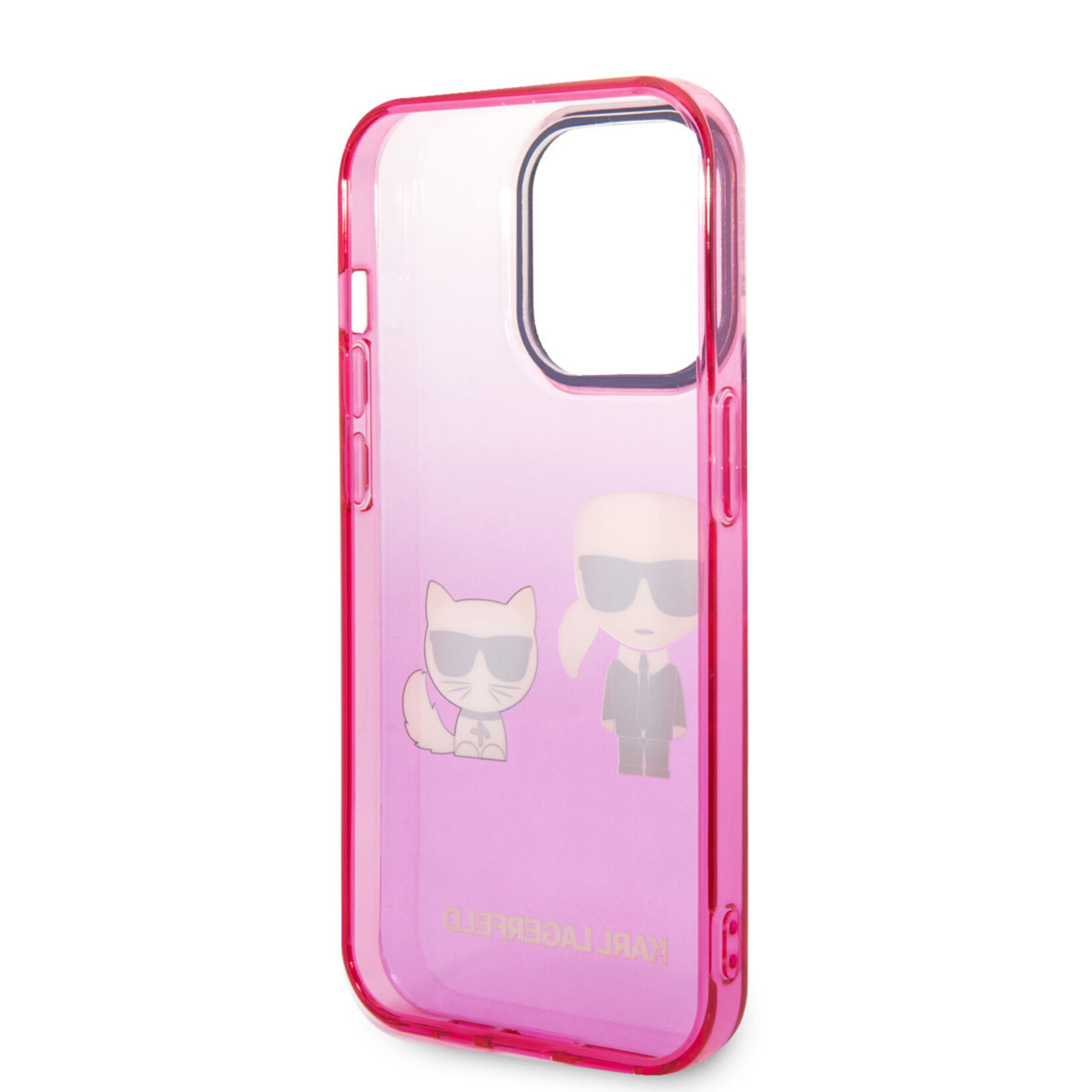 Karl Lagerfeld Karl Lagerfeld Apple iPhone 14 Pro Transparante Roze Polycarbonaat & TPU Back Cover - Bescherm je Telefoon!