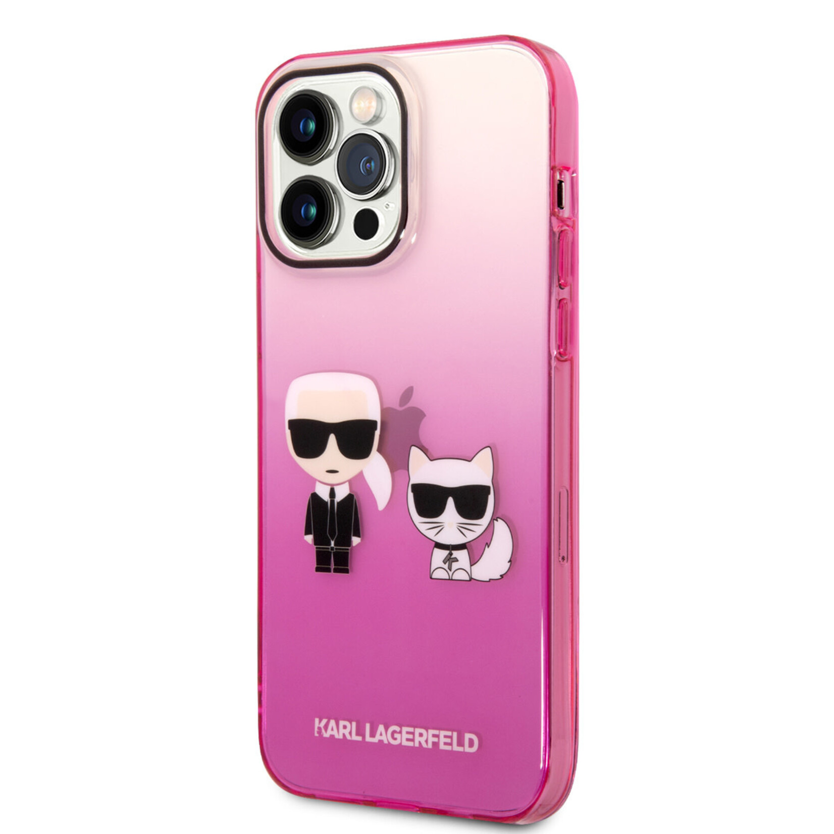 Karl Lagerfeld Karl Lagerfeld Transparant Roze Polycarbonaat en TPU Back Cover Telefoonhoesje voor Apple iPhone 14 Pro Max - Bescherm je Telefoon met Stijl!