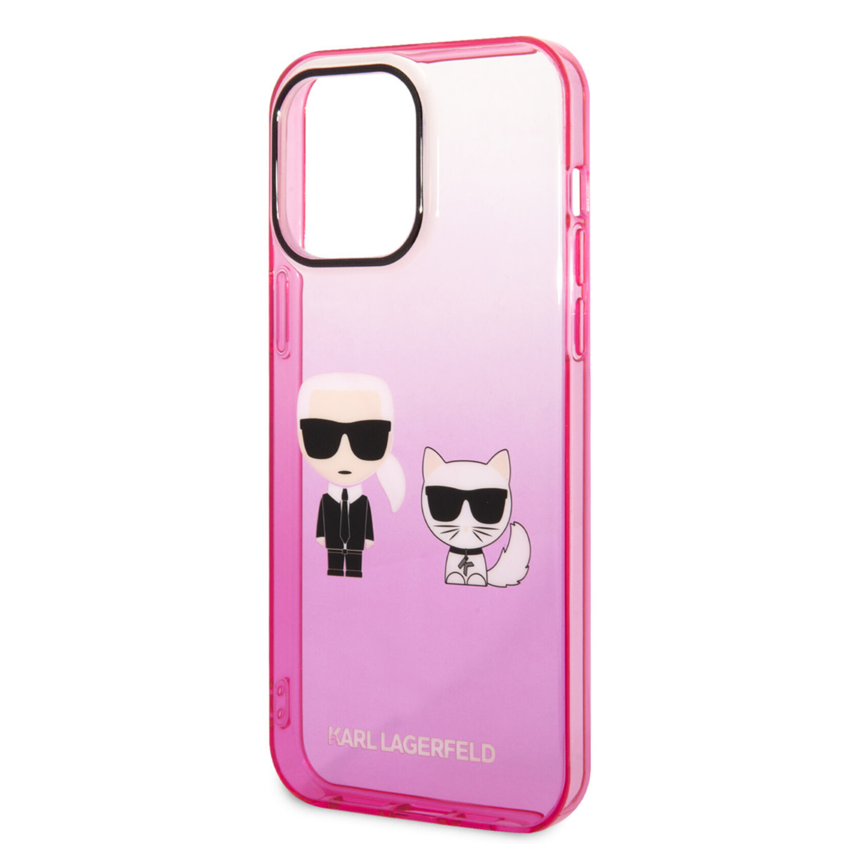 Karl Lagerfeld Karl Lagerfeld Transparant Roze Polycarbonaat en TPU Back Cover Telefoonhoesje voor Apple iPhone 14 Pro Max - Bescherm je Telefoon met Stijl!