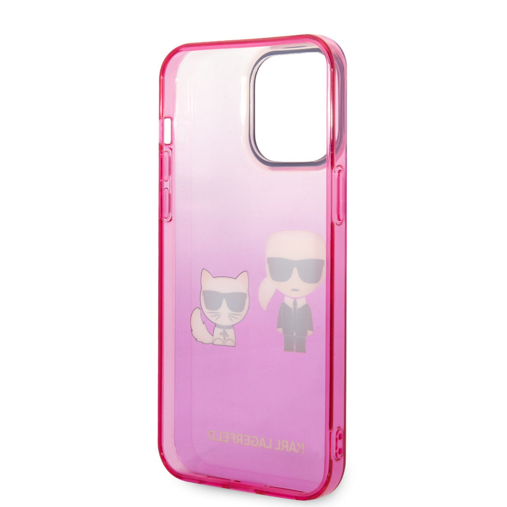 Karl Lagerfeld Karl Lagerfeld Transparant Roze Polycarbonaat en TPU Back Cover Telefoonhoesje voor Apple iPhone 14 Pro Max - Bescherm je Telefoon met Stijl!