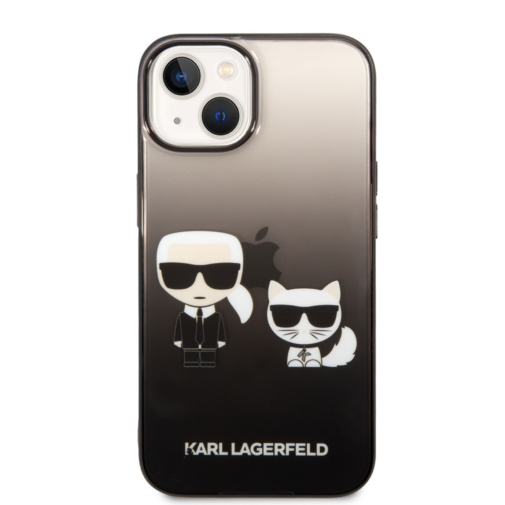 Karl Lagerfeld Karl Lagerfeld iPhone 14 Polycarbonaat/TPU Hoesje - Bescherm je Telefoon met Transparant/Zwarte Achterkant.