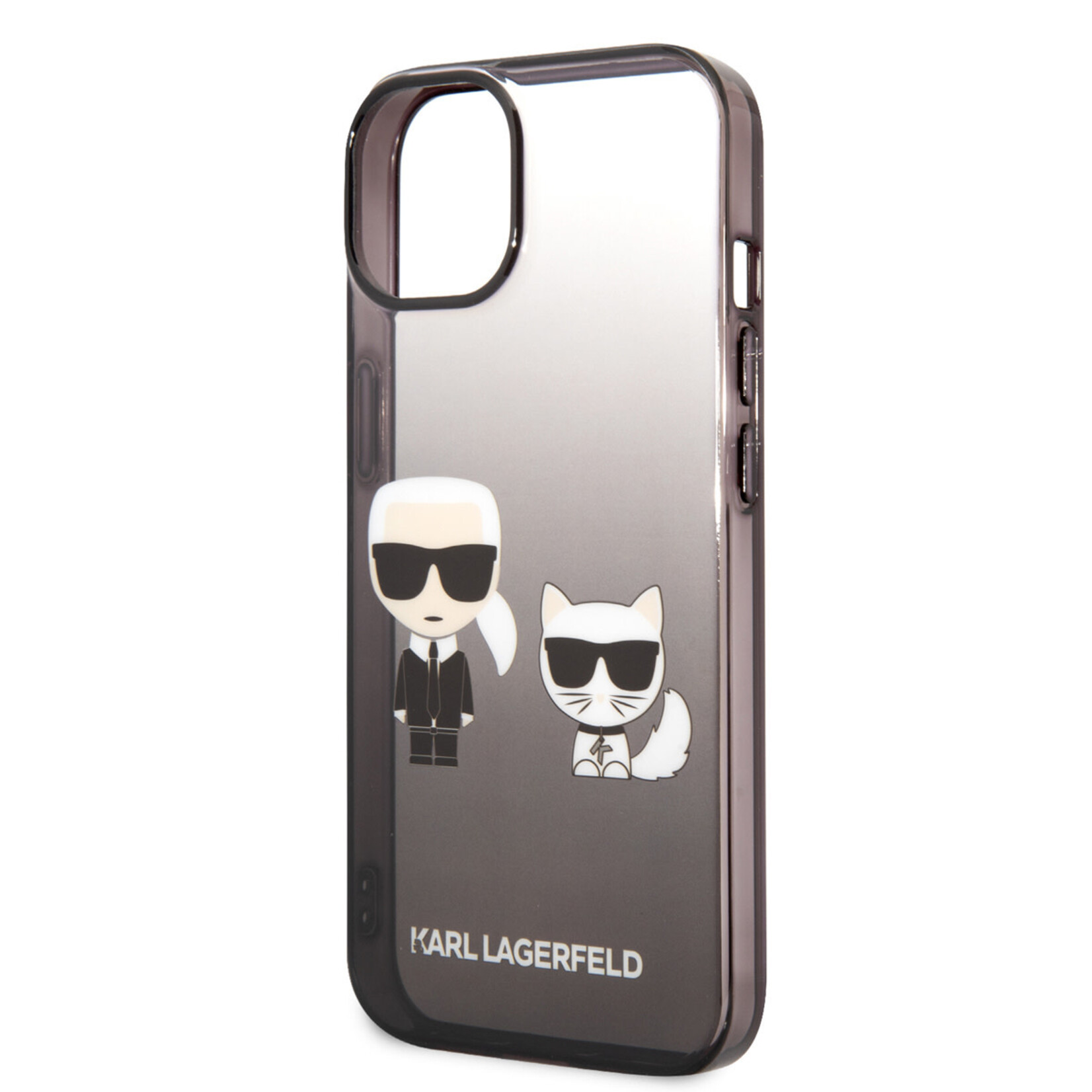 Karl Lagerfeld Karl Lagerfeld iPhone 14 Polycarbonaat/TPU Hoesje - Bescherm je Telefoon met Transparant/Zwarte Achterkant.