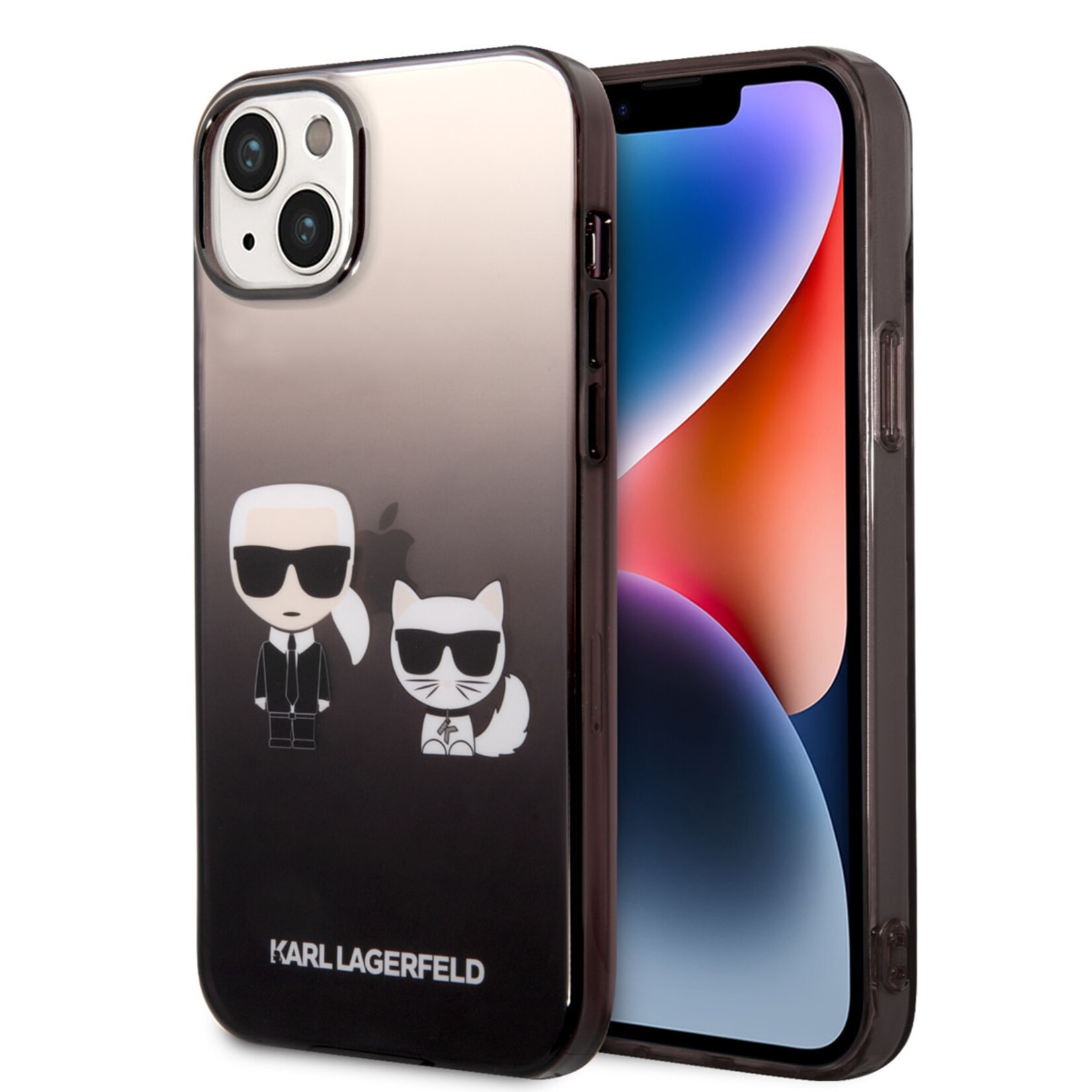 Karl Lagerfeld Karl Lagerfeld Premium Back Cover Telefoonhoesje voor Apple iPhone 14 Plus - Transparant/Zwart - Polycarbonaat/TPU - Uitstekende Bescherming