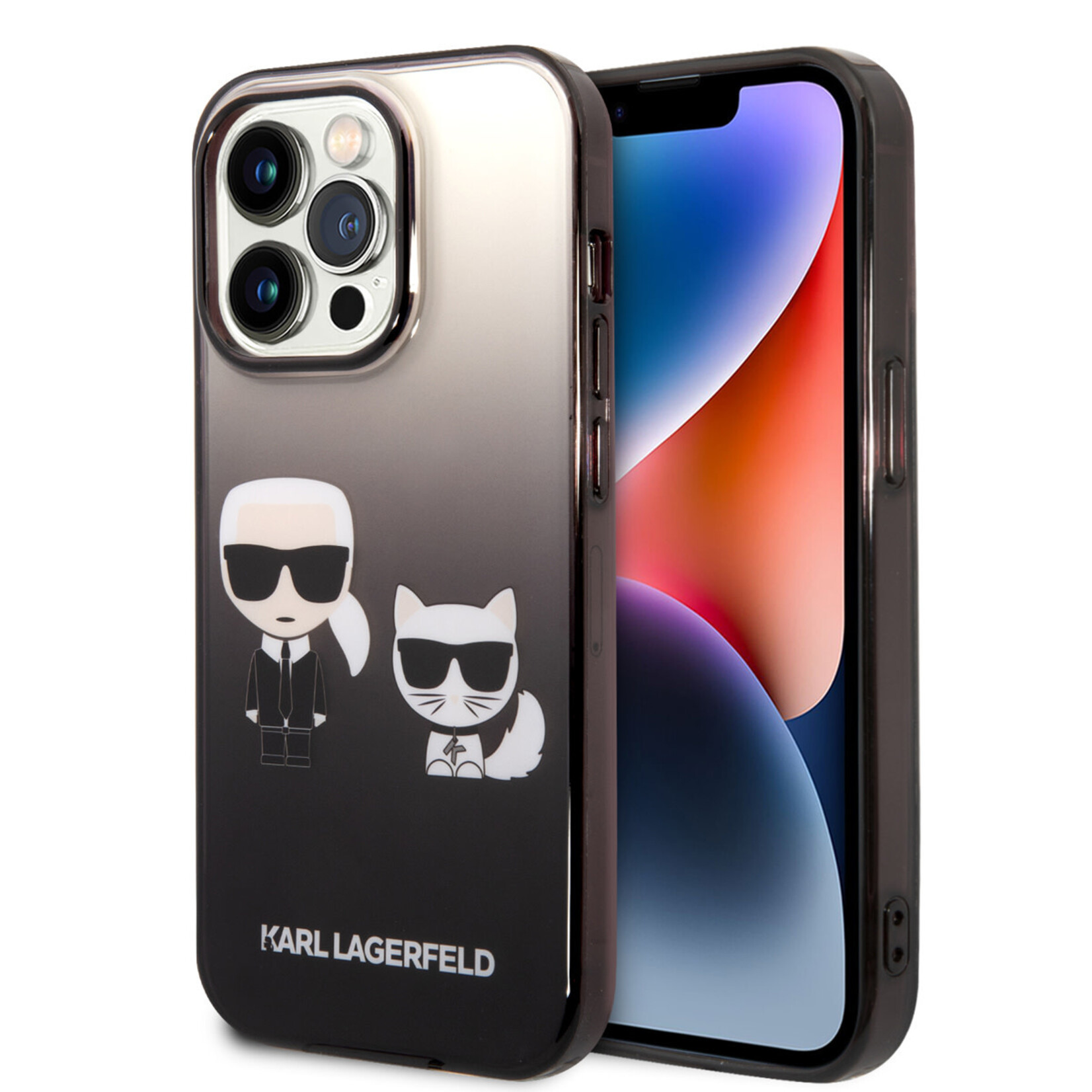 Karl Lagerfeld Karl Lagerfeld Transparant & Zwart Polycarbonaat/TPU Telefoonhoesje voor Apple iPhone 14 Pro - Bescherming van Telefoon