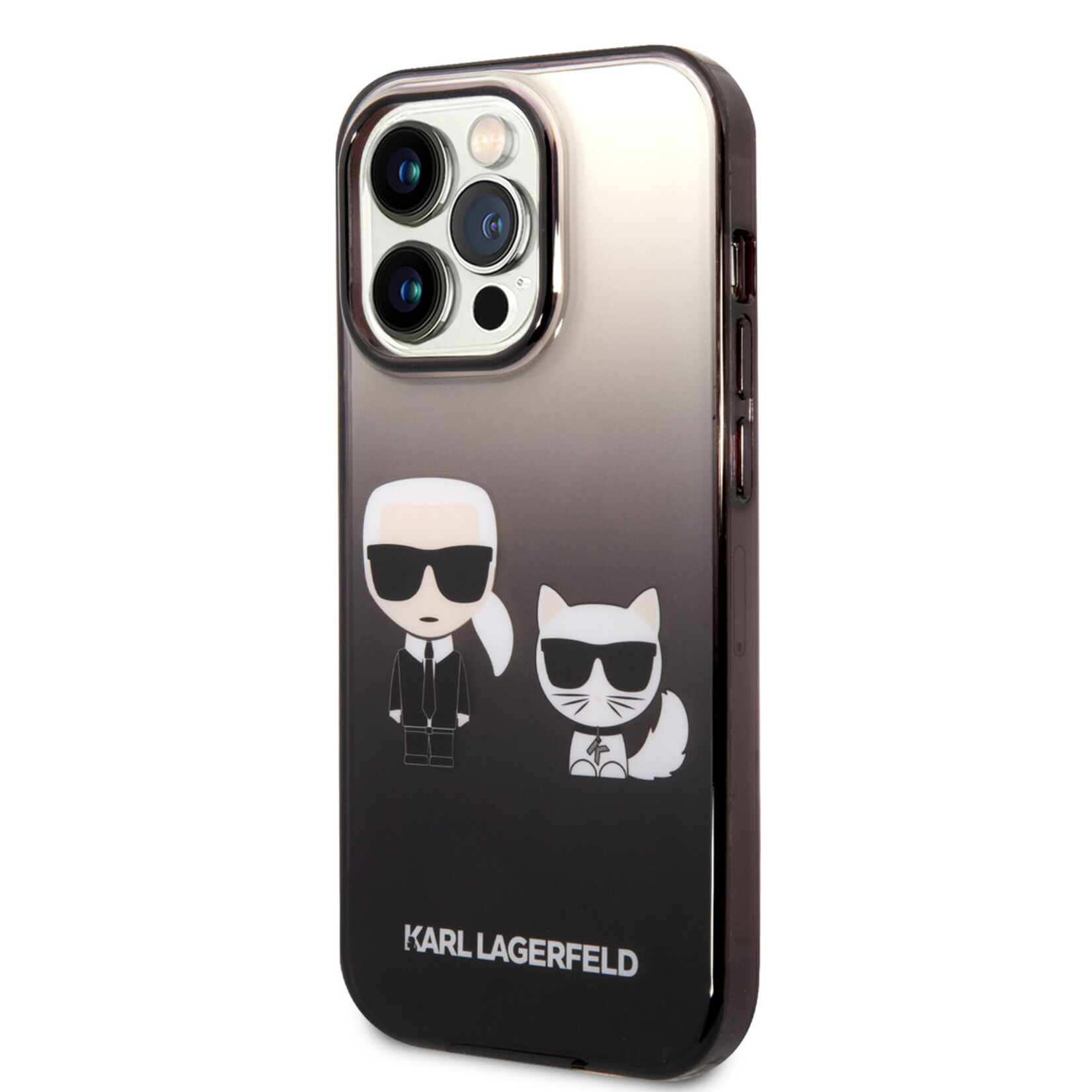 Karl Lagerfeld Karl Lagerfeld Transparant & Zwart Polycarbonaat/TPU Telefoonhoesje voor Apple iPhone 14 Pro - Bescherming van Telefoon