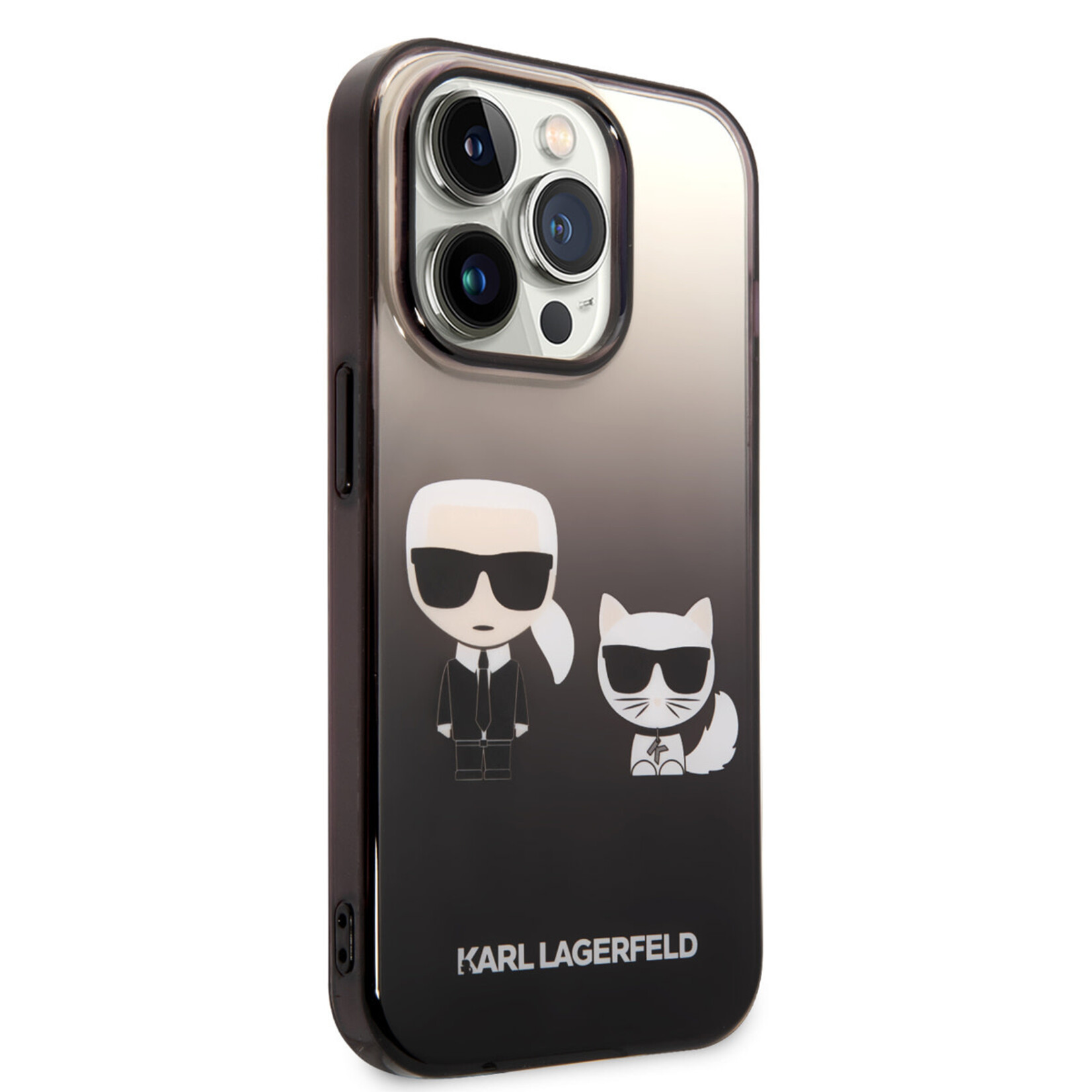 Karl Lagerfeld Karl Lagerfeld Transparant & Zwart Polycarbonaat/TPU Telefoonhoesje voor Apple iPhone 14 Pro - Bescherming van Telefoon