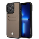 BMW BMW Pu Leather Back Cover Wallet Case voor Apple iPhone 14 Pro - Zwart - Bescherming & Stijl