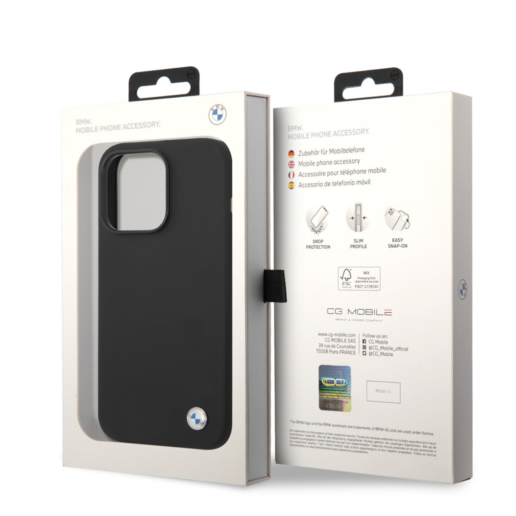 BMW BMW Silicone Back Cover Telefoonhoesje voor Apple iPhone 14 Pro Max – Bescherm je Telefoon, Zwarte Kleur.