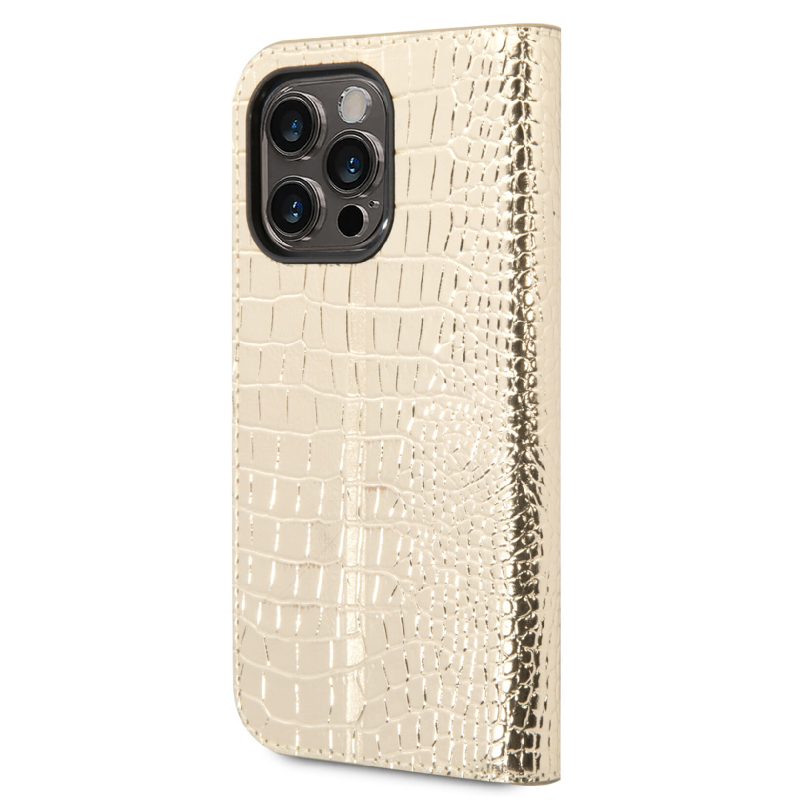 Guess Guess Gouden Book Case Telefoonhoesje Compatibel met Apple iPhone 14 Pro - PU Leer & Bescherming.