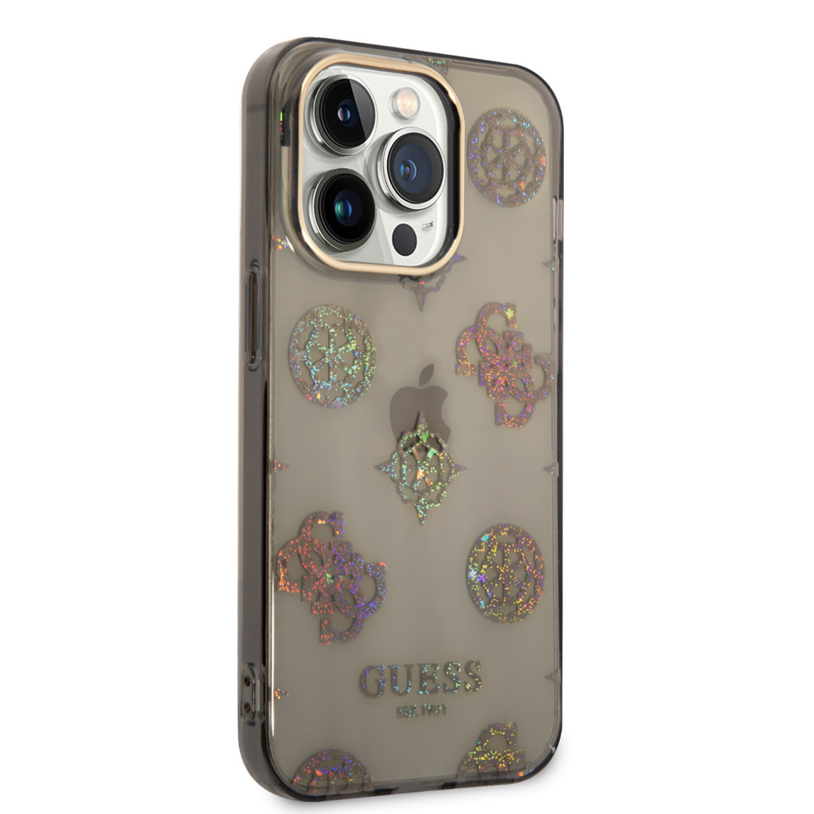 Guess Guess iPhone 14 Pro Hardcase Backcover - Peony Glitter - Zwart