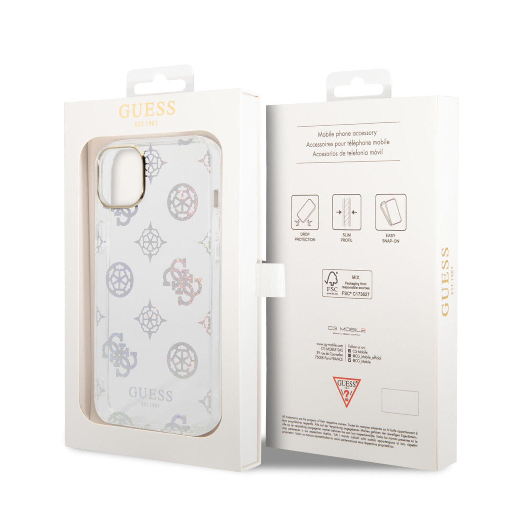 Guess Guess Apple iPhone 14 Plus TPU Back Cover Hoesje - Bescherm je Telefoon met Wit Kleur - Bescherming & Stijl.