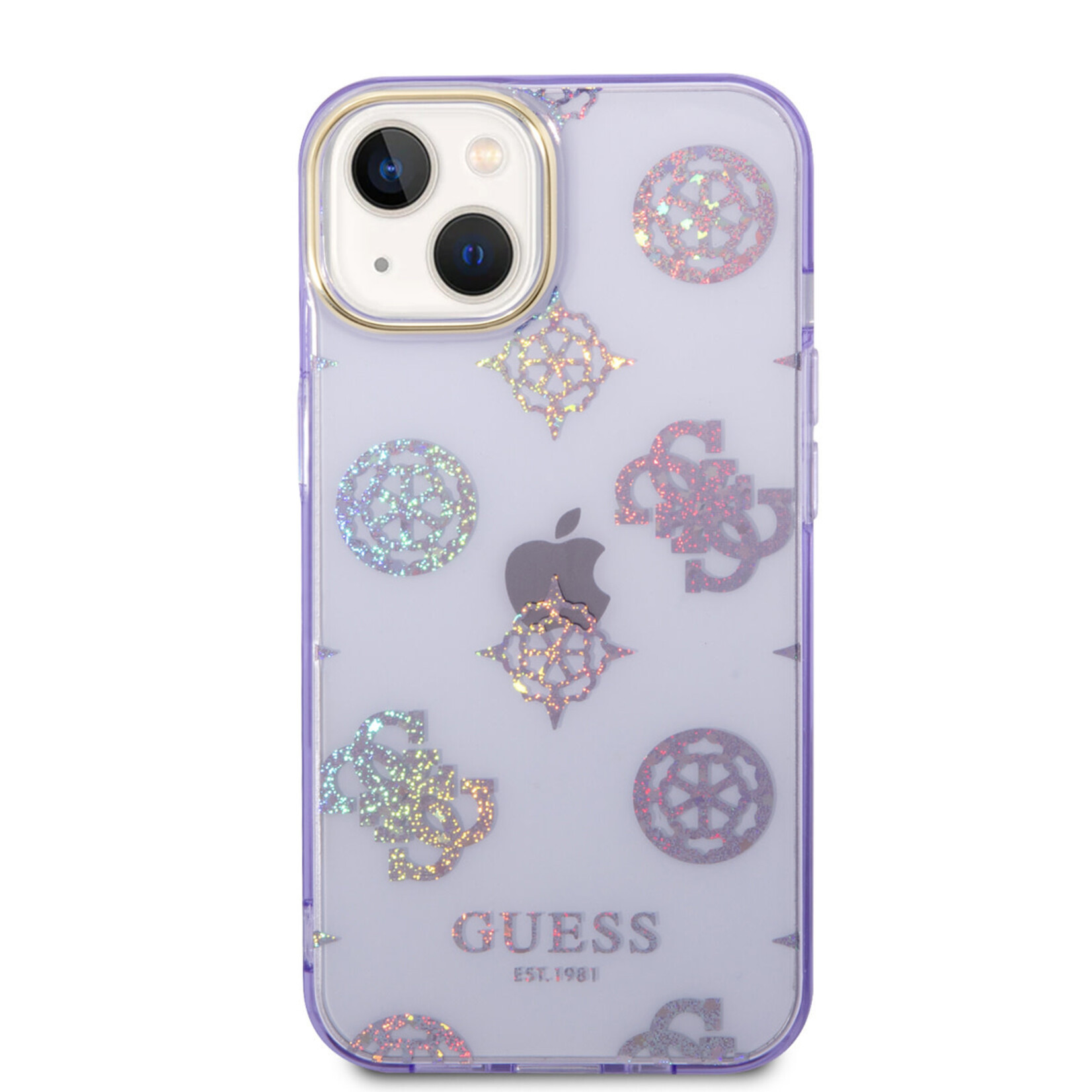 Guess Guess iPhone 14 Hardcase Backcover - Peony Glitter - Lila