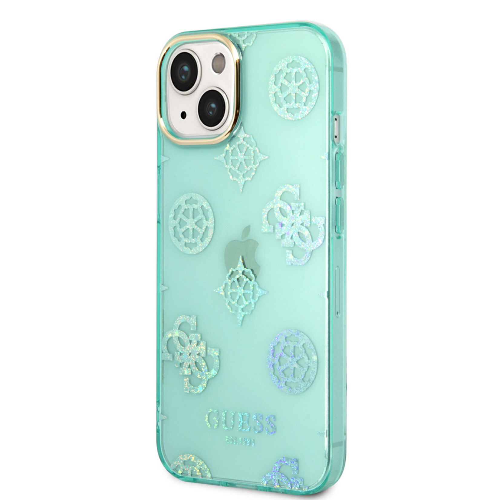 Guess Guess iPhone 14 Hardcase Backcover - Peony Glitter - Turquoise