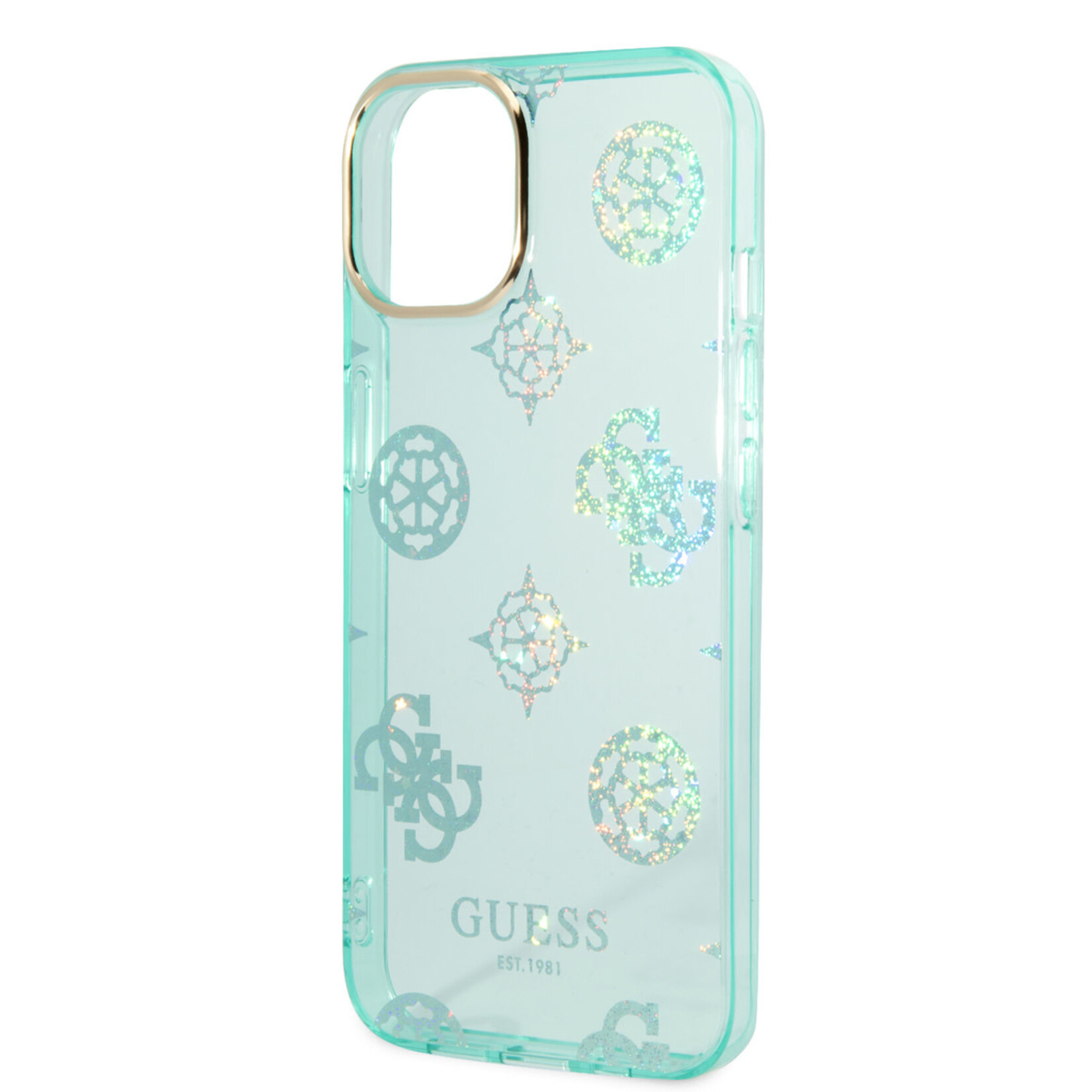 Guess Guess iPhone 14 Hardcase Backcover - Peony Glitter - Turquoise