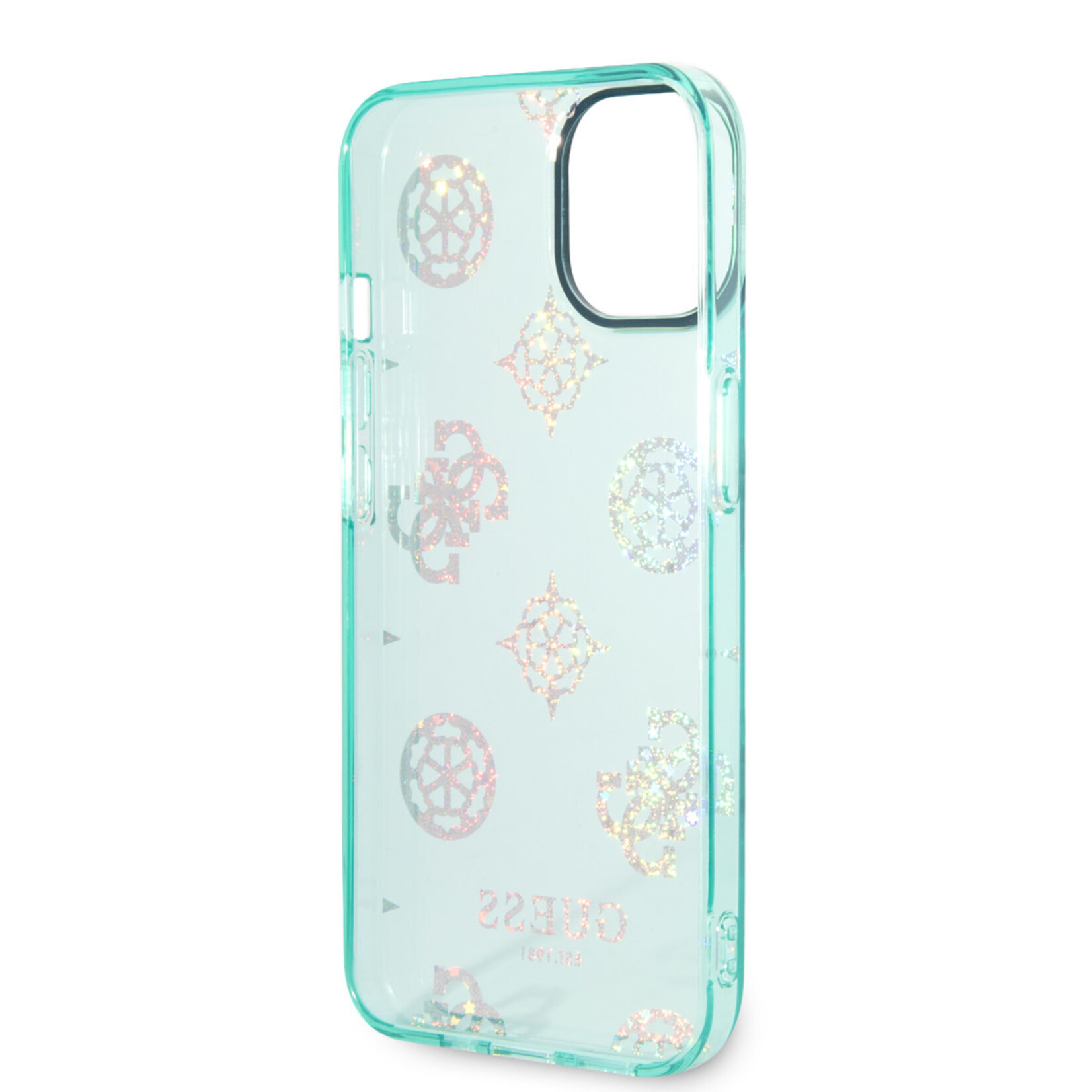 Guess Guess iPhone 14 Hardcase Backcover - Peony Glitter - Turquoise