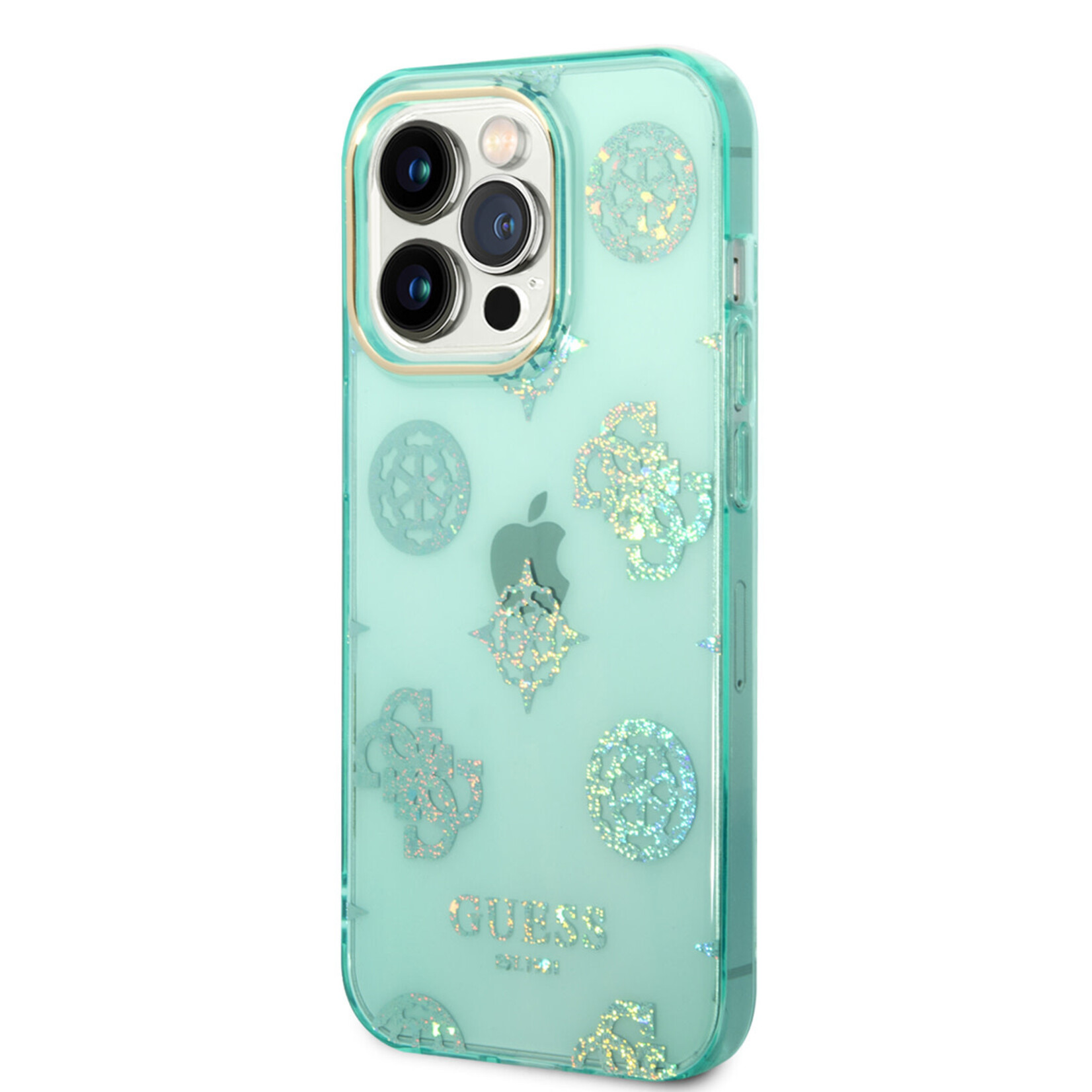 Guess Guess iPhone 14 Pro Back Cover Telefoonhoesje - Groen & Blauw TPU Bescherming - Merk & Kwaliteit