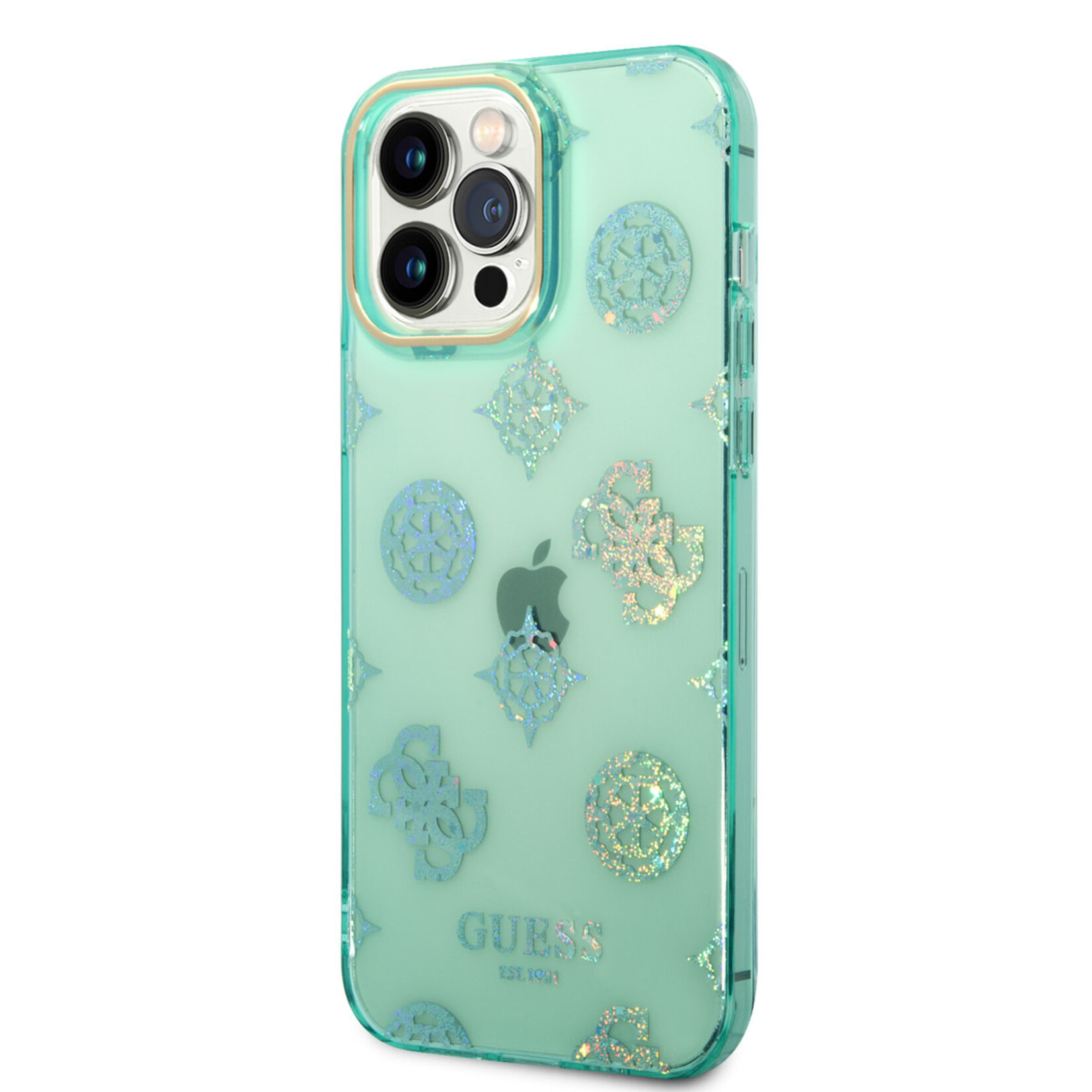 Guess Guess Telefoonhoesje voor Apple iPhone 14 Pro Max - Back Cover - TPU - Groen & Blauw - Bescherming